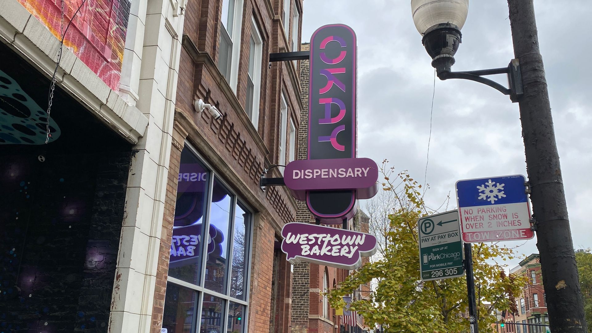 Photo of a facade of a building that says "WestTown Bakery" 