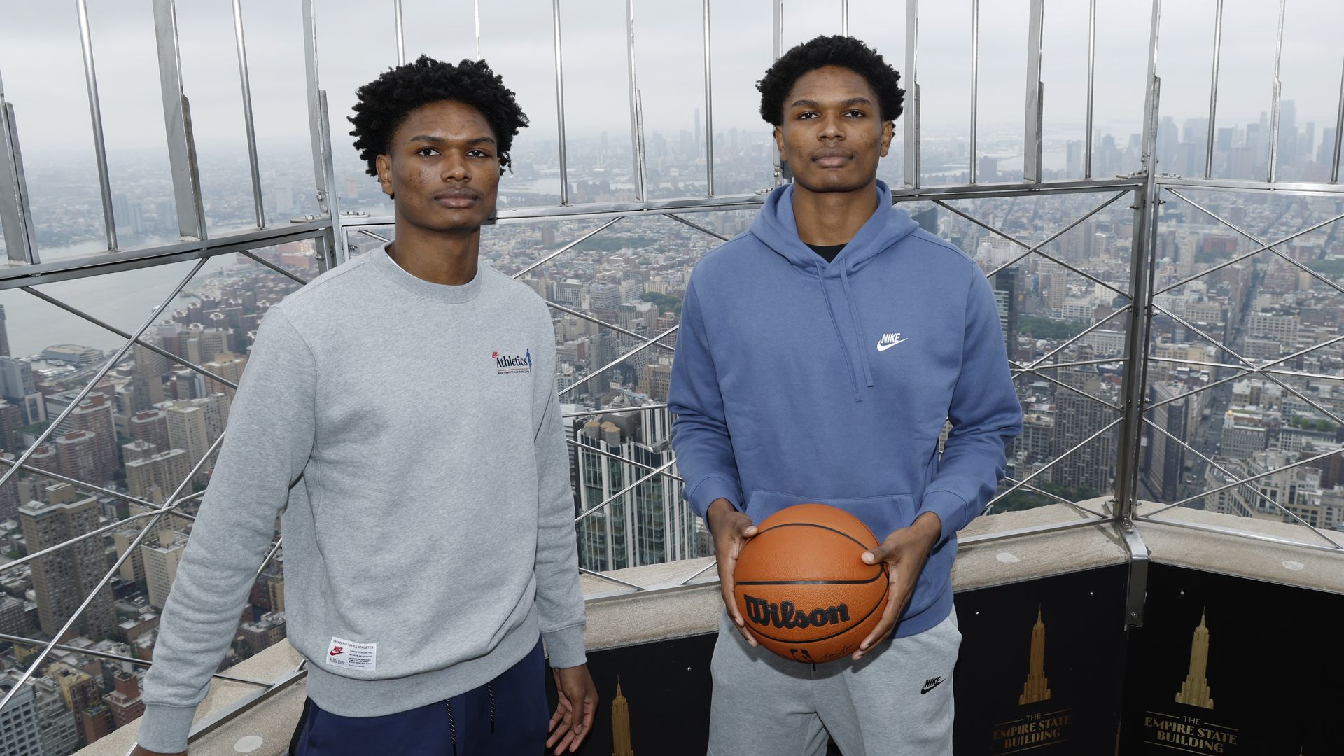 Amen and Ausar Thompson visit the Empire State Building on June 20, 2023.