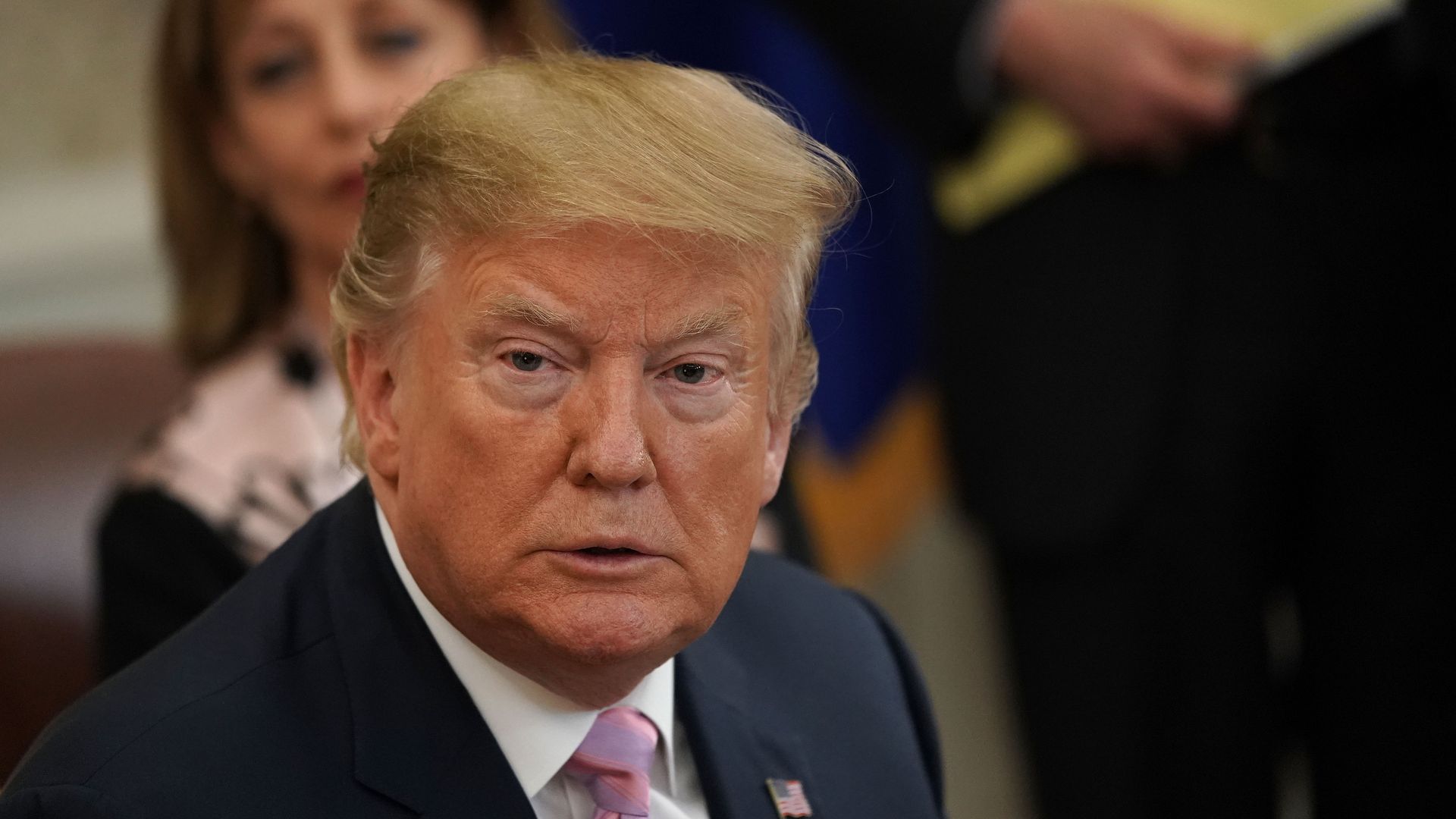 Closeup of Donald Trump in the oval office