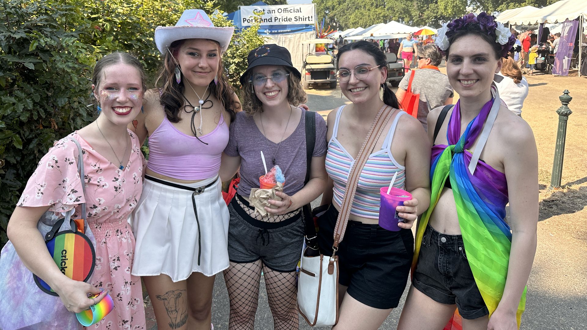 Five young women at the Portland Pride festival 