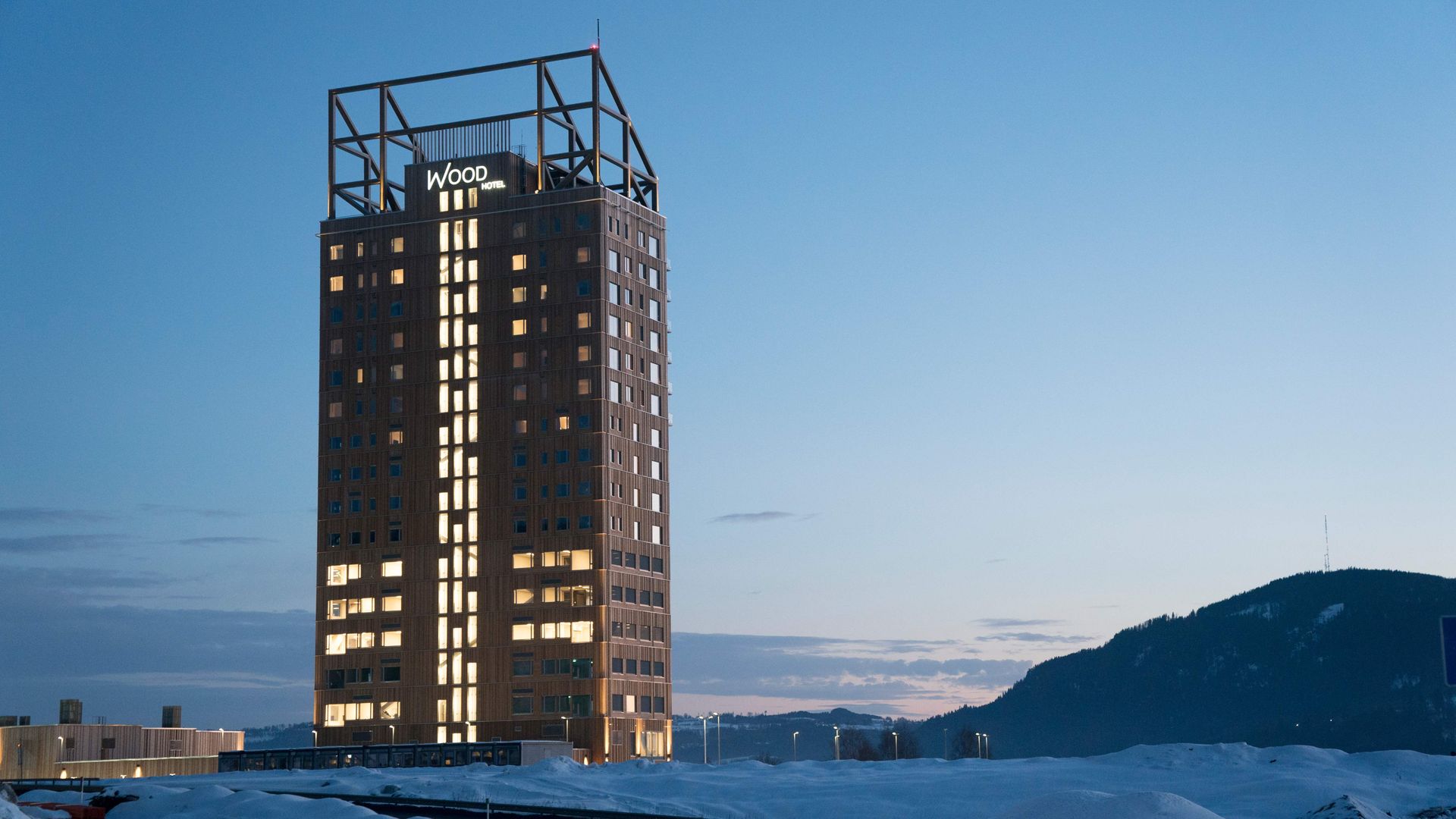 The world's tallest house built of wood 'Mjos tower' 