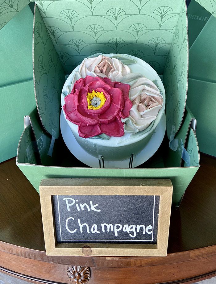 Pink champagne display cake.