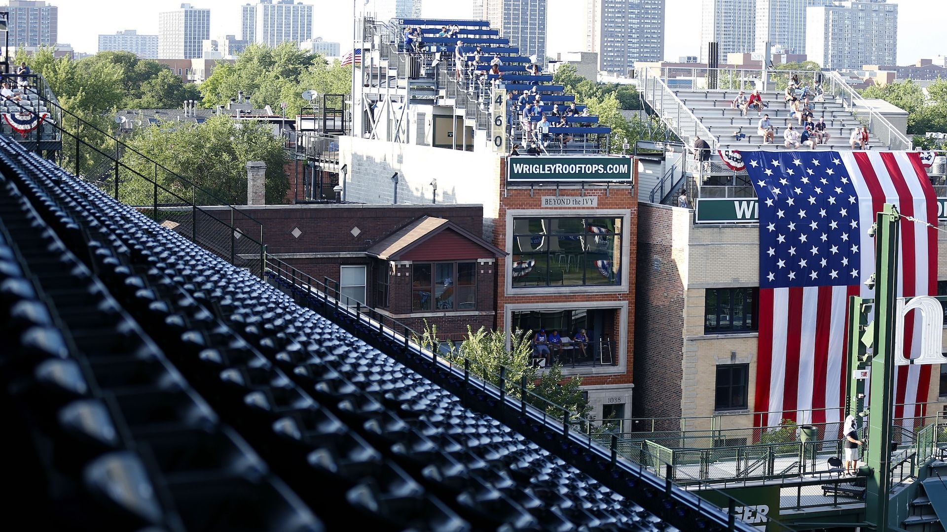Wriglyville Rooftops Sign Chicago Cubs are proposing rooftop signs at Wrigley Field - Axios Chicago
