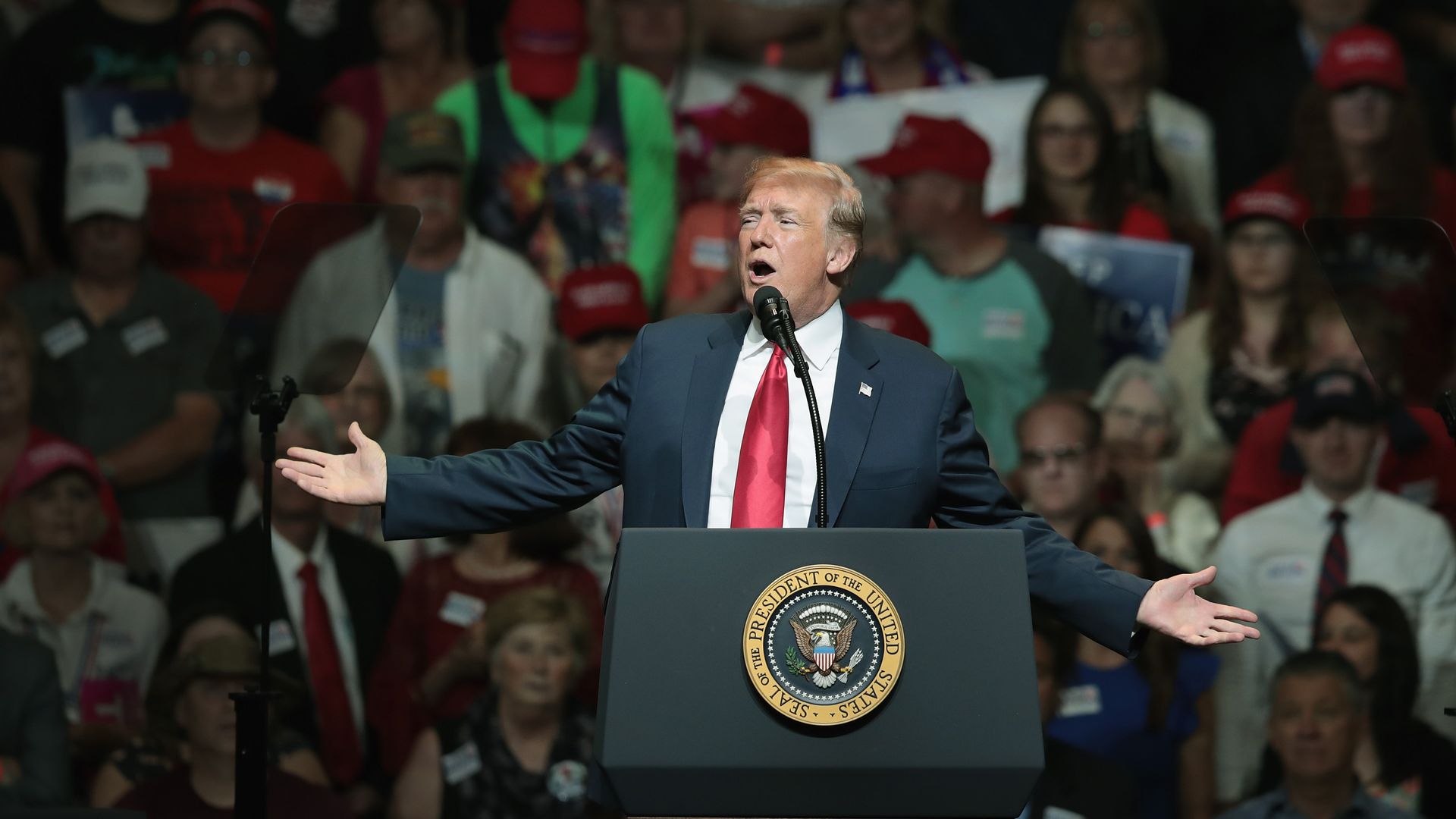President Trump at a rally earlier this week. A number of his top officials have threatened to leave the White House.