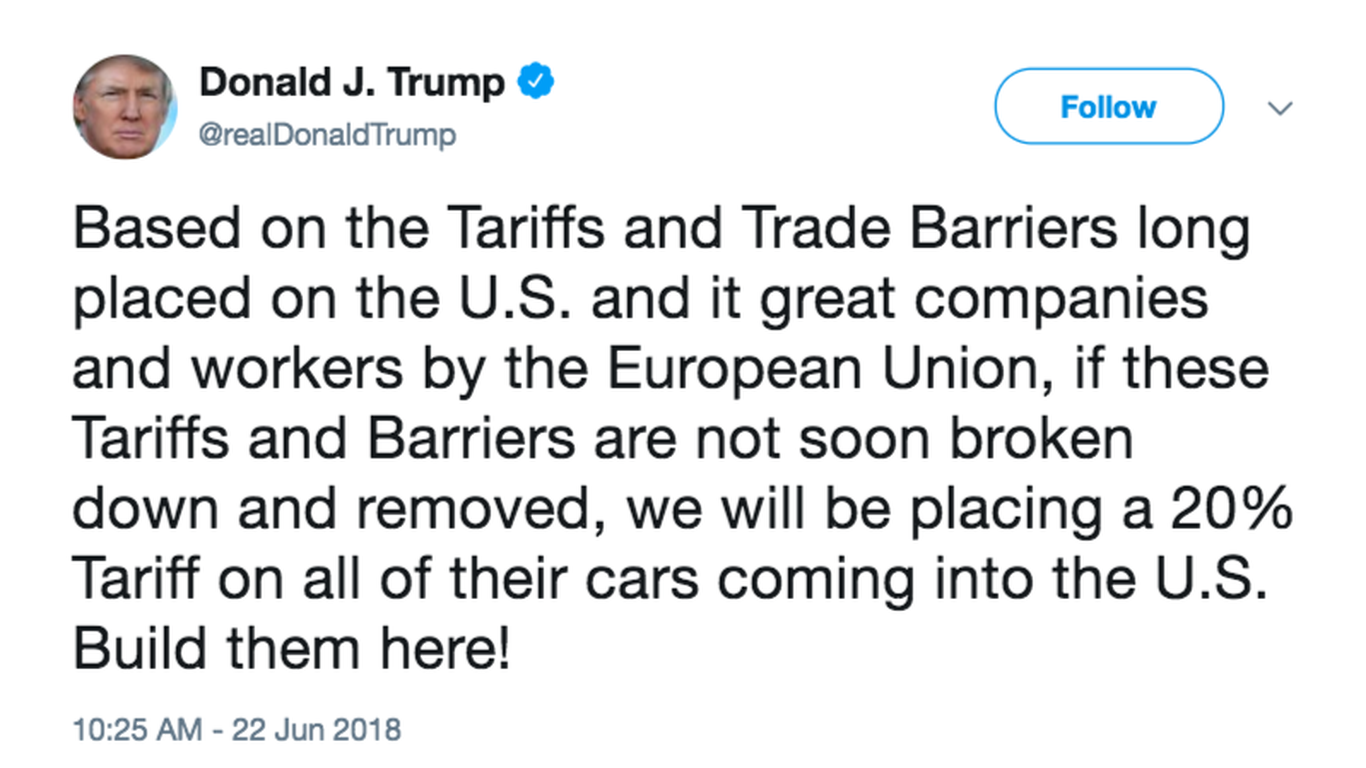 Trump Threatens Additional Tariffs On European Union