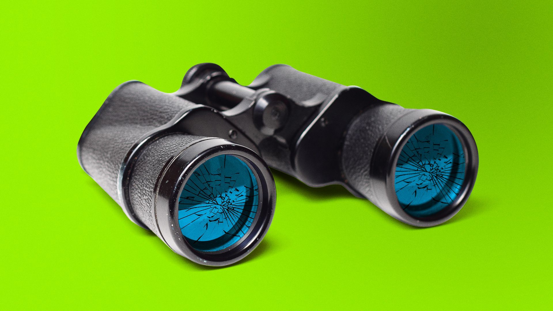 Illustration of binoculars with broken lenses