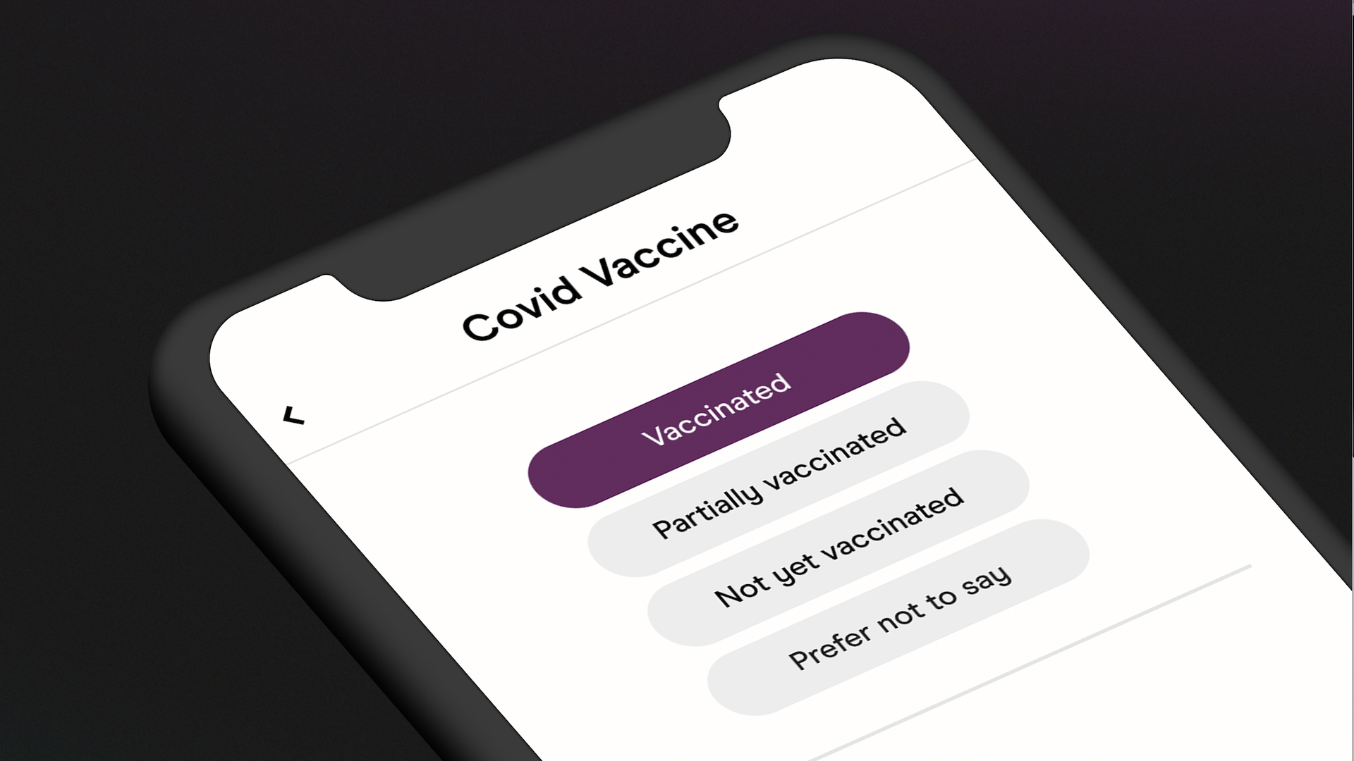 An image of a smartphone showing vaccination status