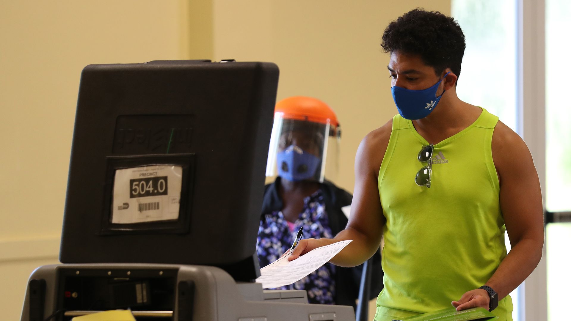 A citizen casting their vote in Miami on Tuesday. Photo: Joe Raedle/Getty Images