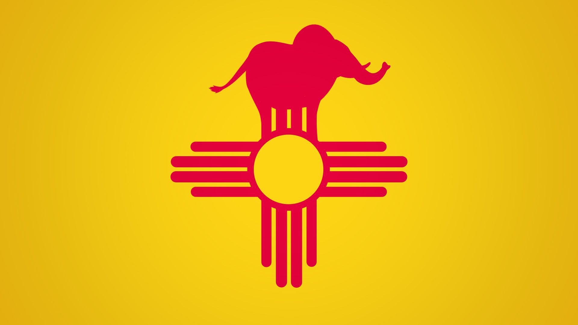 Illustration of an elephant at the top of the New Mexico flag.