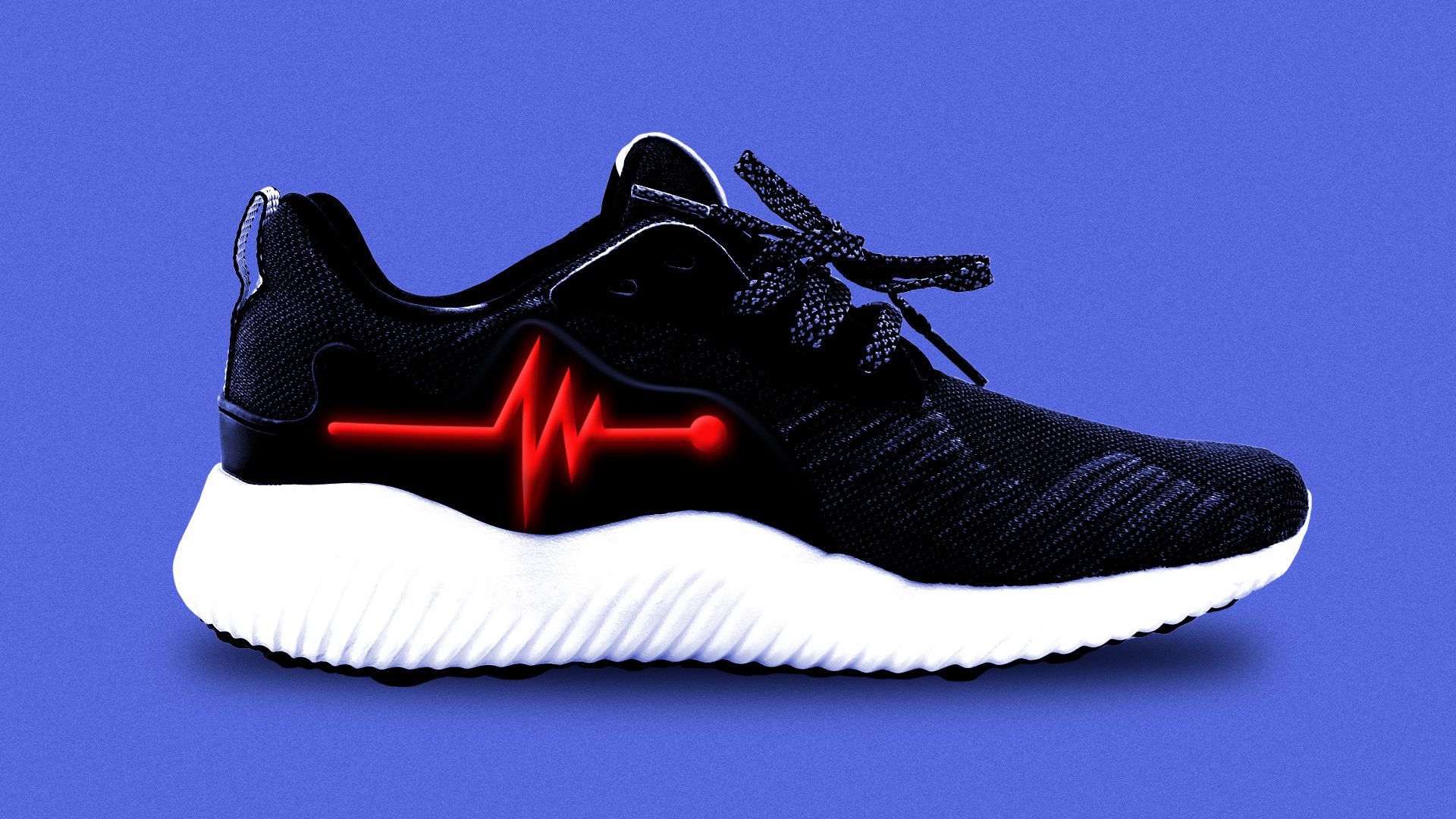 Illustration of a sneaker with a logo in the shape of a EKG line