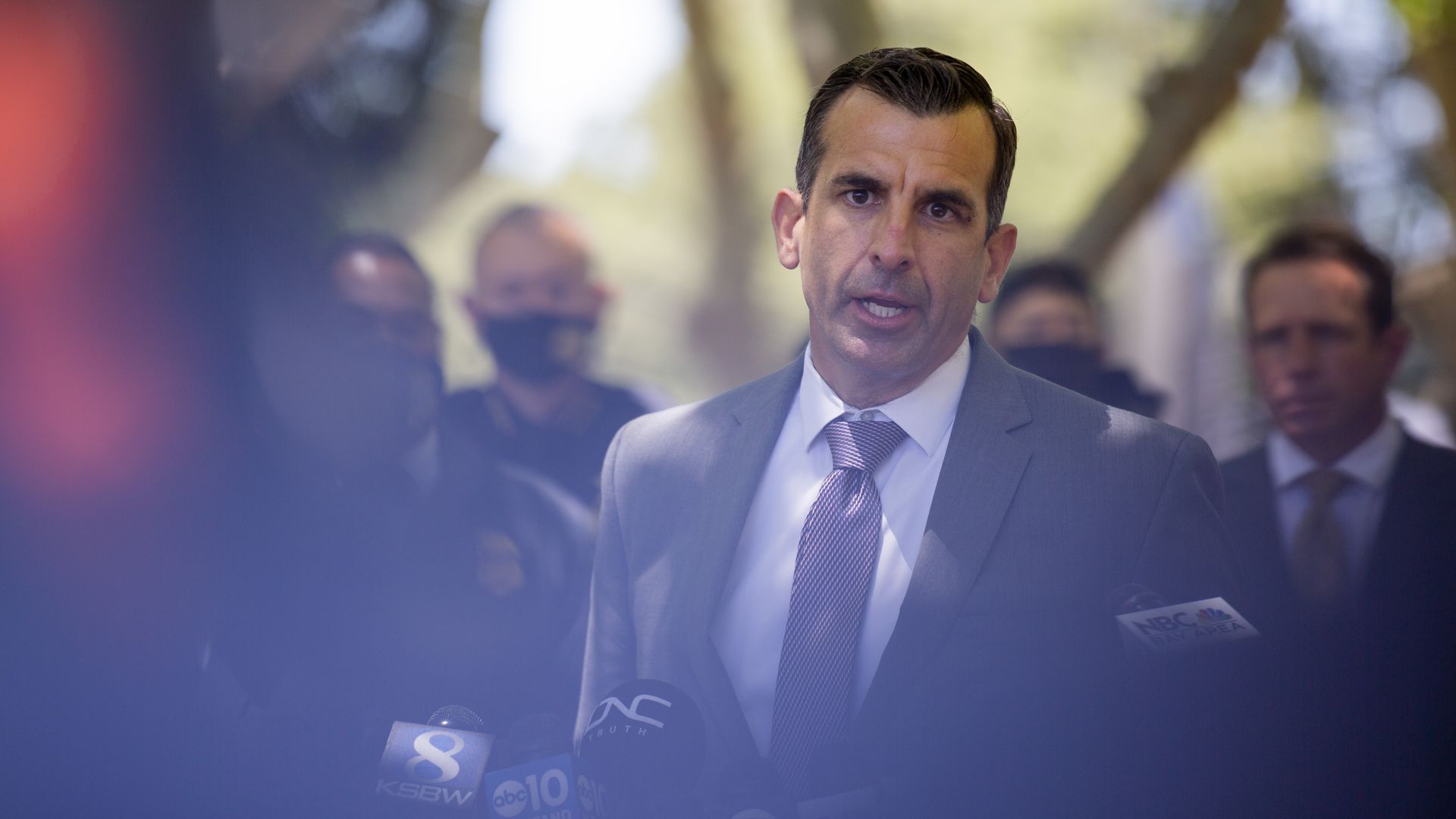 San Jose Mayor Sam Liccardo speaking during a May news conference in San Jose, Calif.