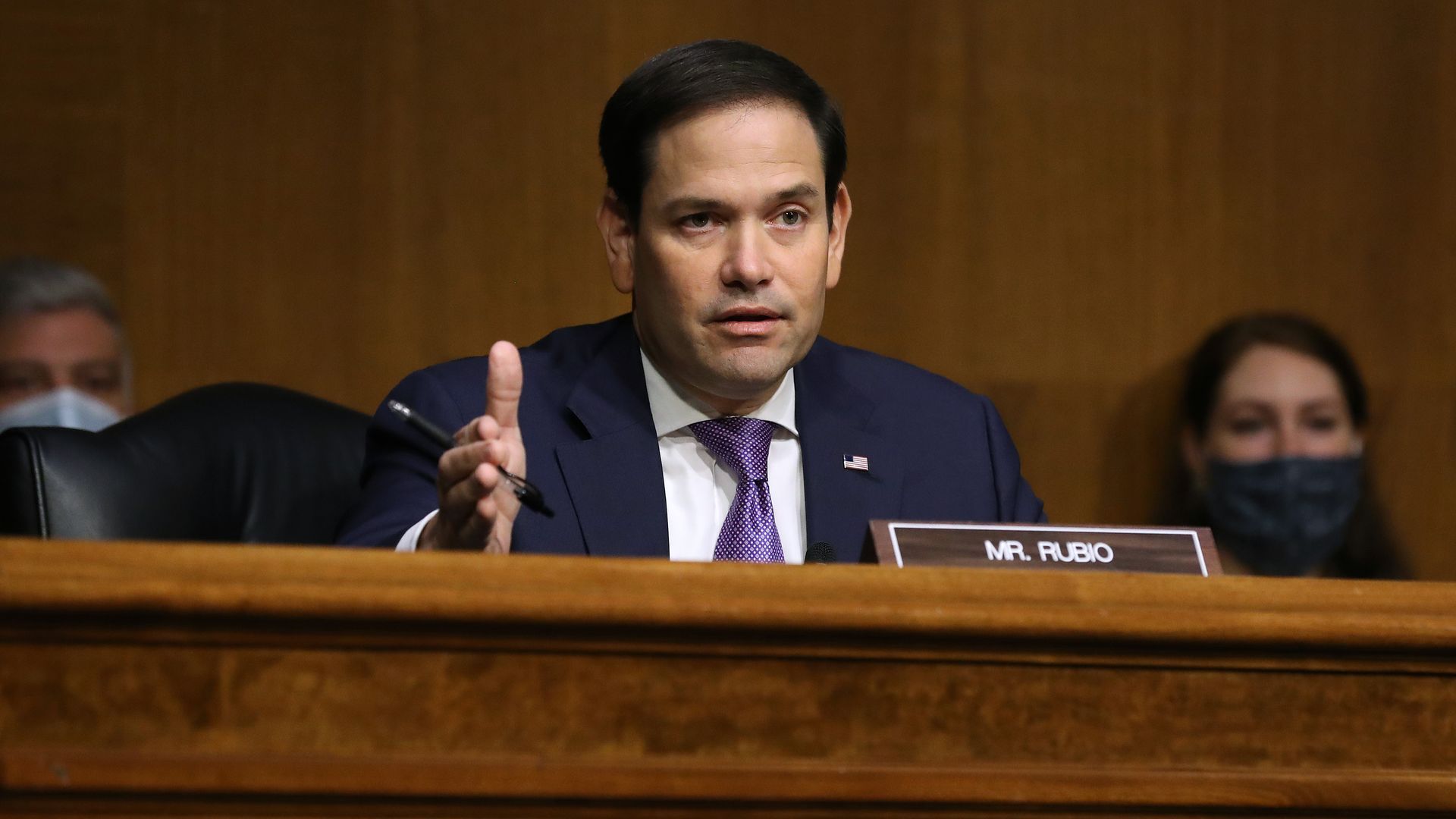Senate Foreign Relations Committee member Sen. Marco Rubio (R-FL) during a hearing on Capitol Hill August 04