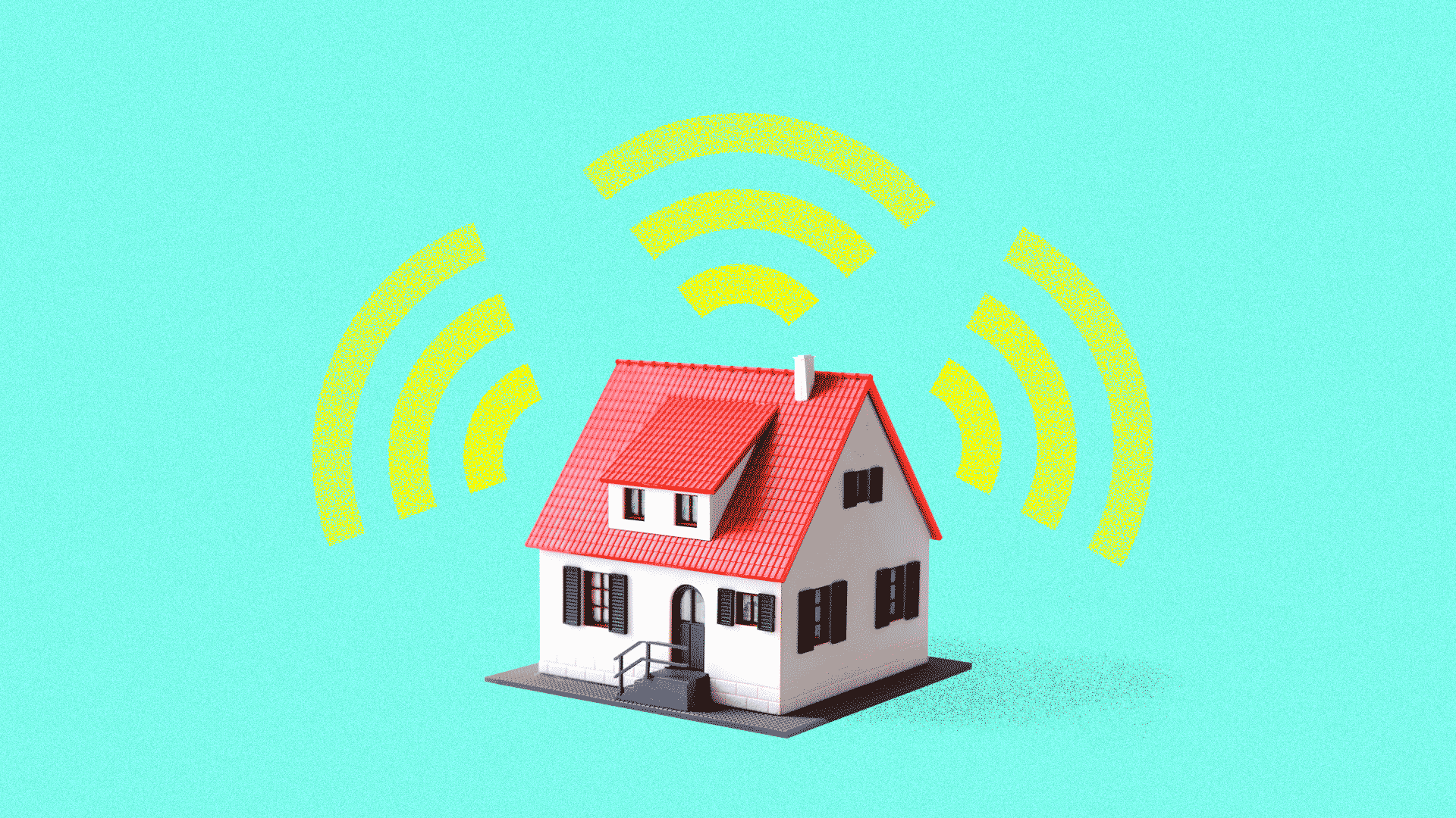 An illustration of a home radiating with wireless signals