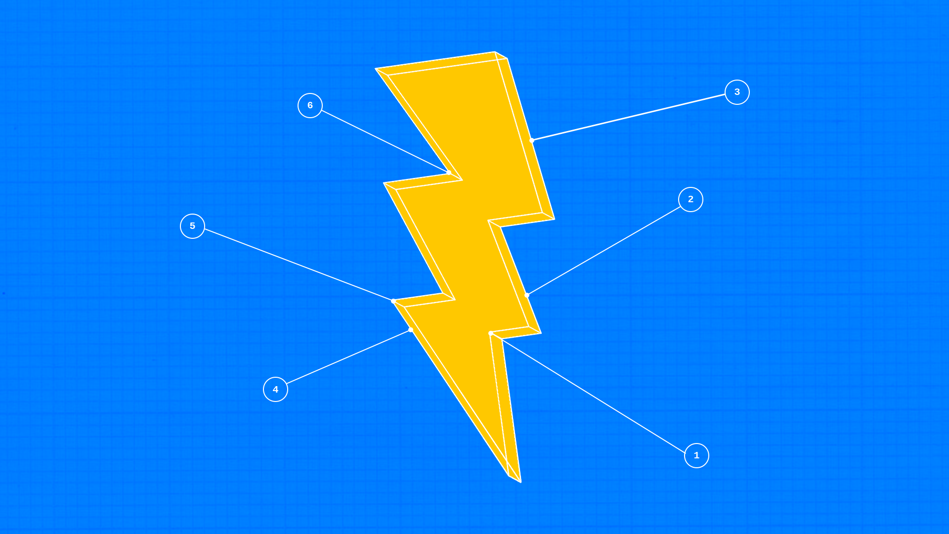 A bolt of electricity with numbers off to the sides