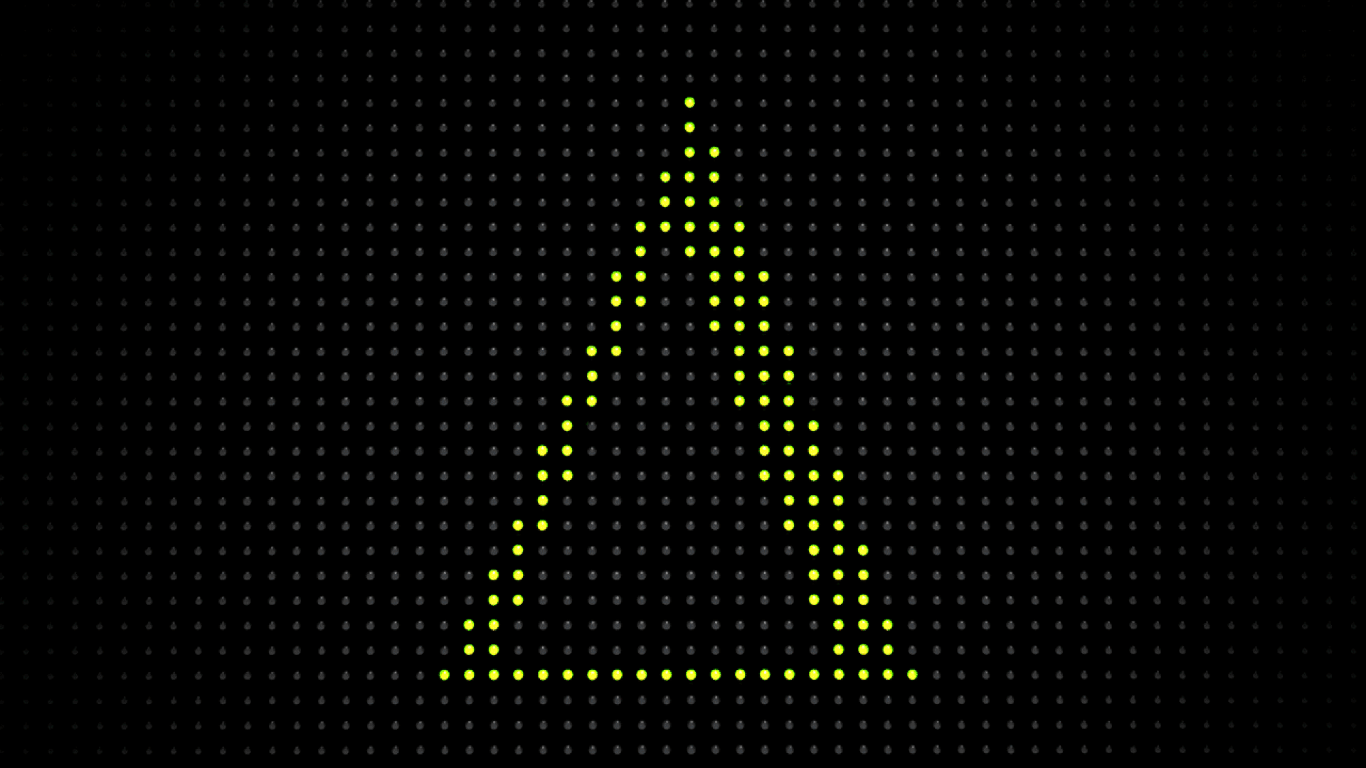 Animated illustration of a delta symbol appearing like an upward arrow on a stock LED board which rotates to become a downward pointing arrow
