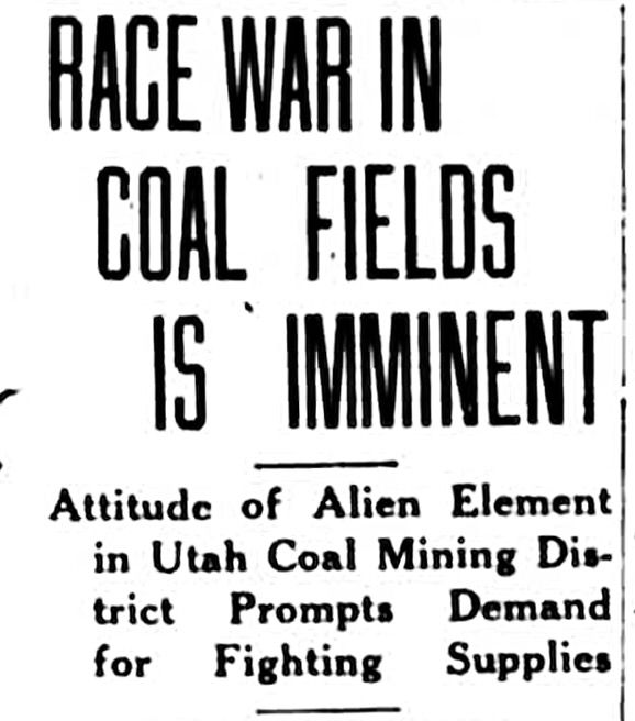 An old newspaper headline reads "Race war is imminent" in all caps