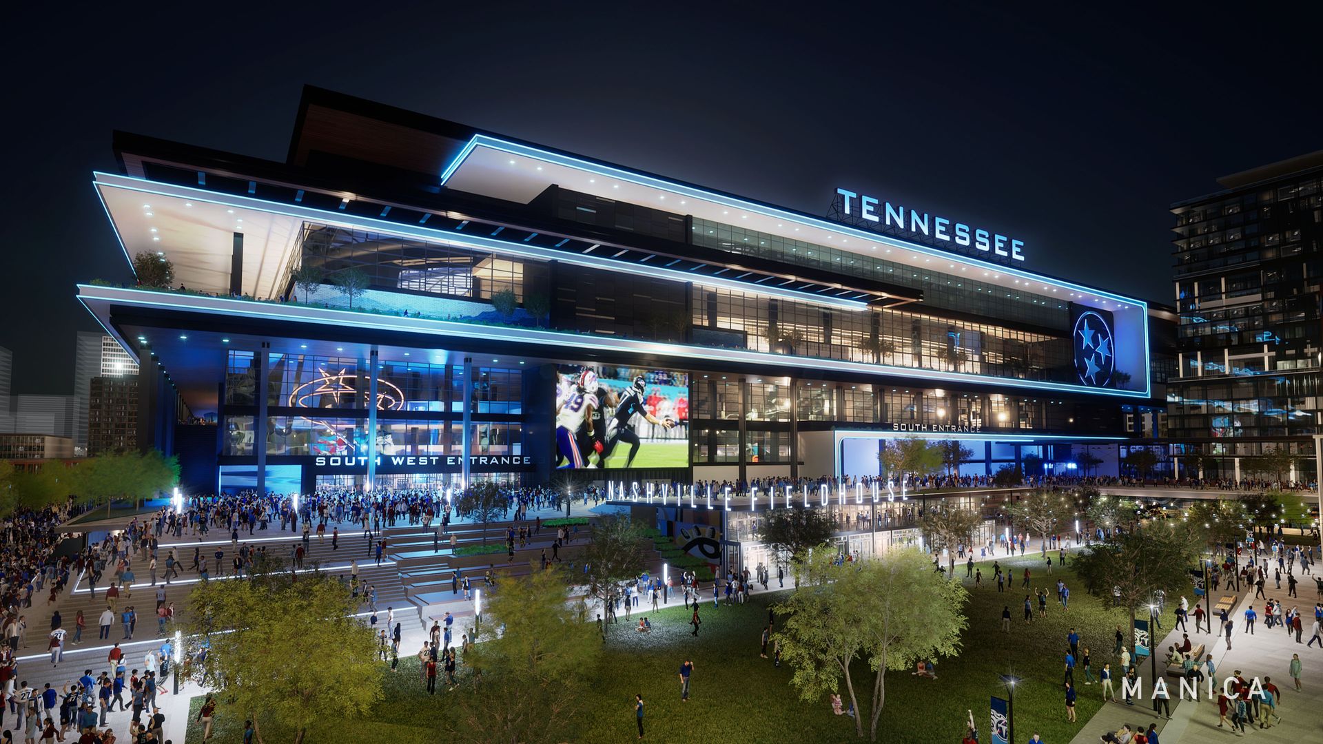 A rendering of the proposed new Titans stadium