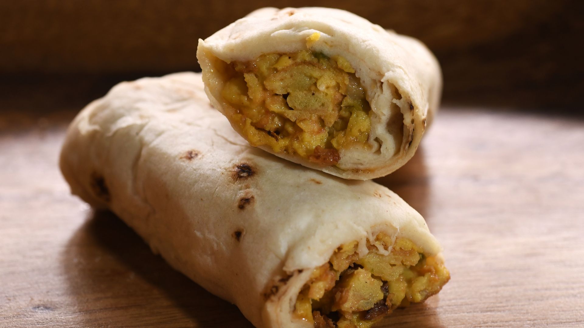 breakfast burrito halved