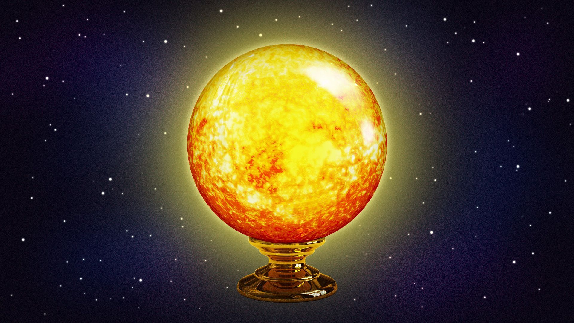 Illustration of the sun in space as a crystal ball