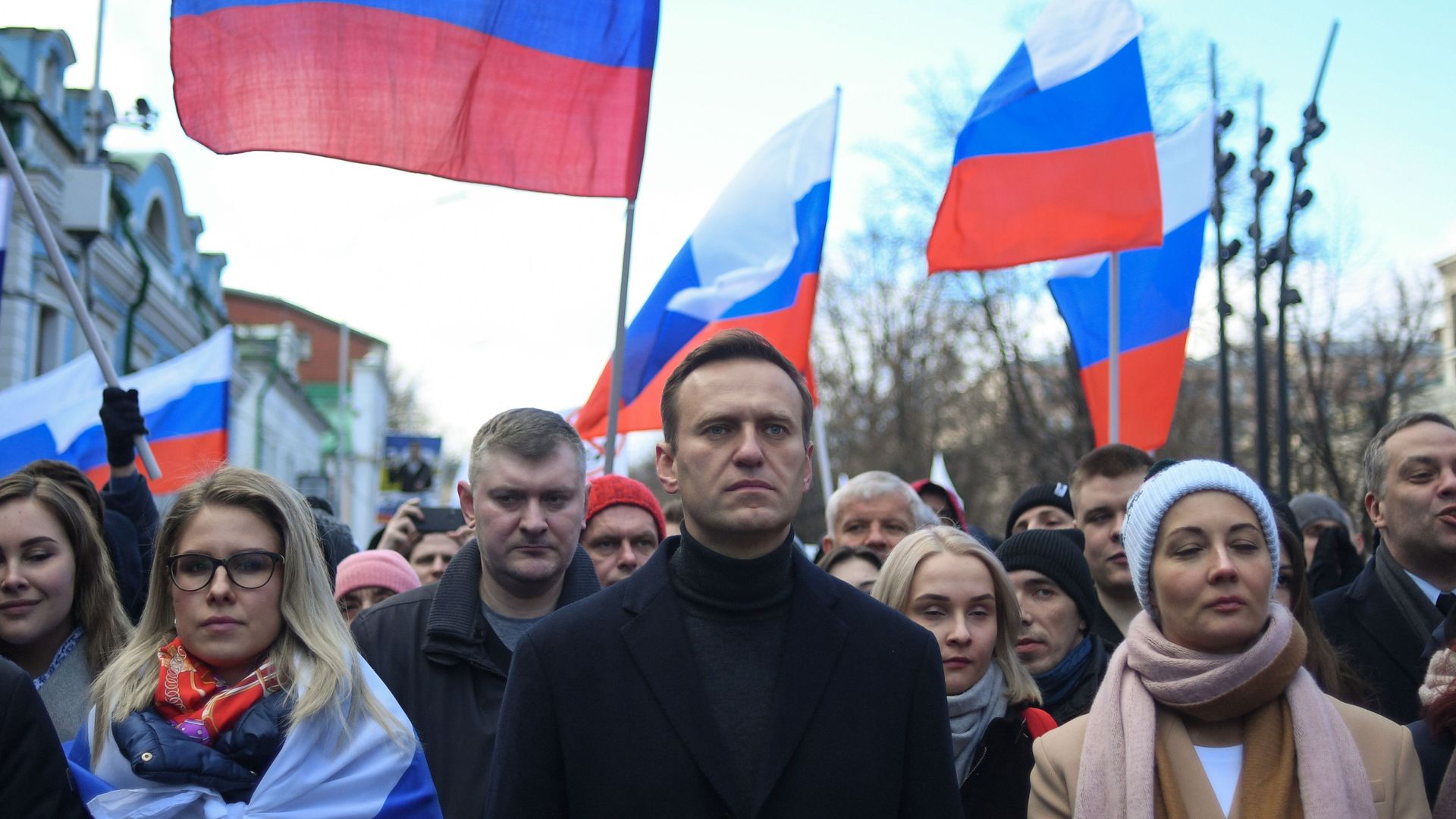 Russian opposition leader Alexei Navalny before his arrest in downtown Moscow on Feb. 29, 2020. 