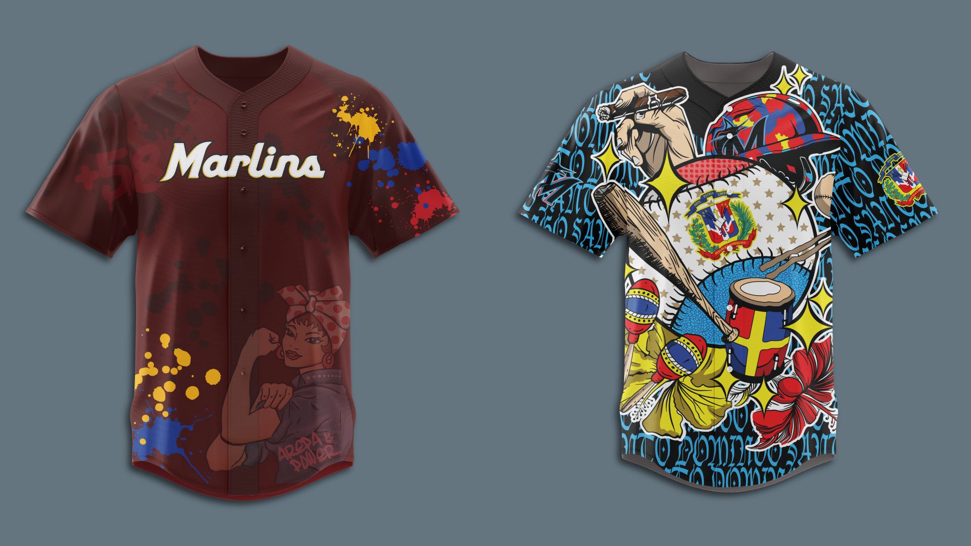 Two jerseys side by side.