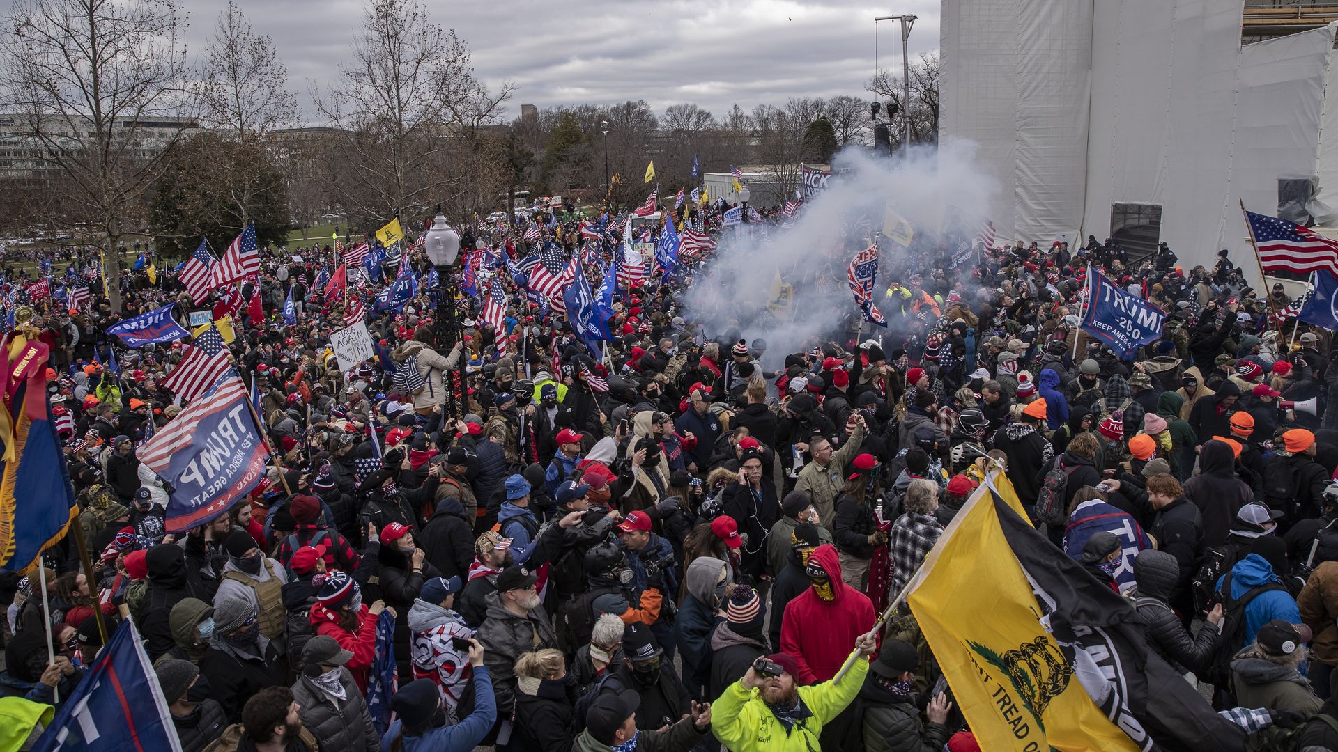 Demonstrators swarm the U.S. Capitol building during a protest in Washington, D.C.