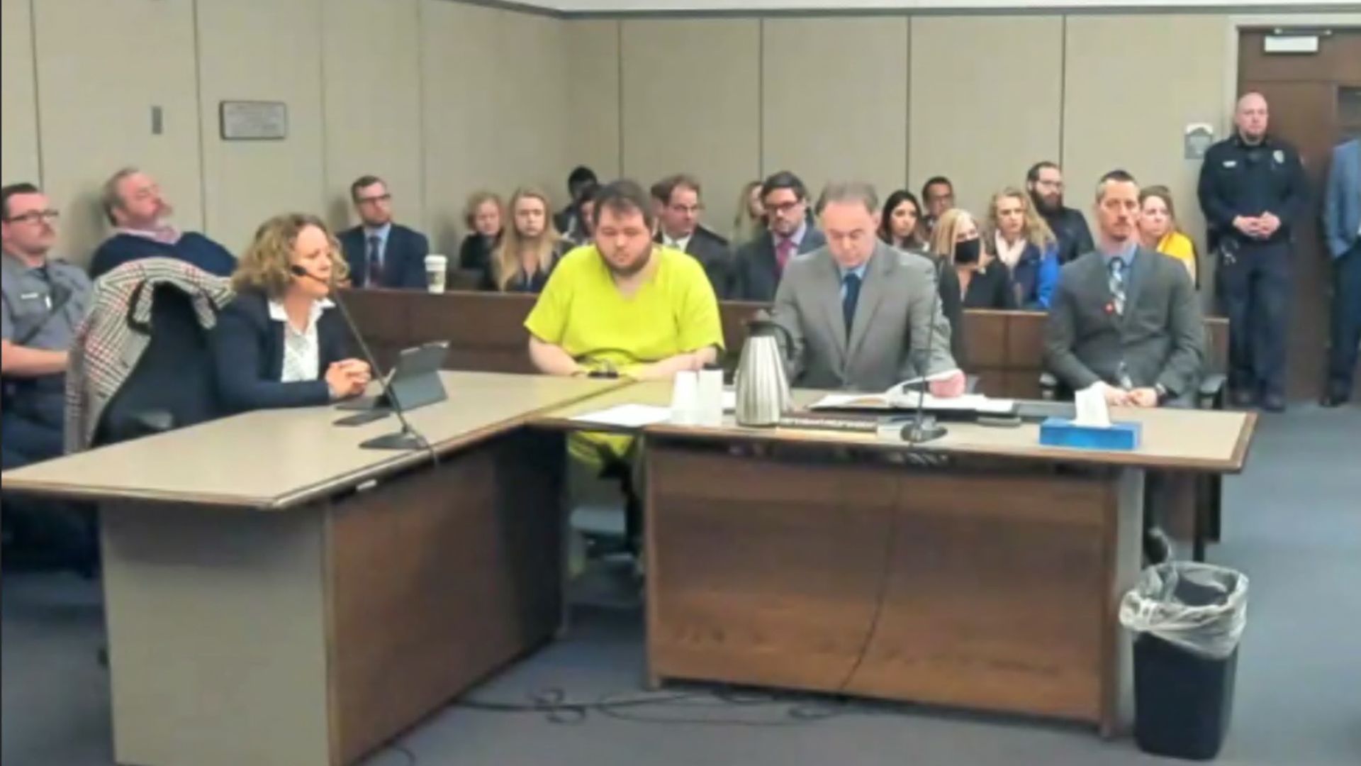 Anderson Lee Aldrich, center, sits during a court appearance in Colorado Springs on Tuesday. Photo: El Paso County District Court via AP