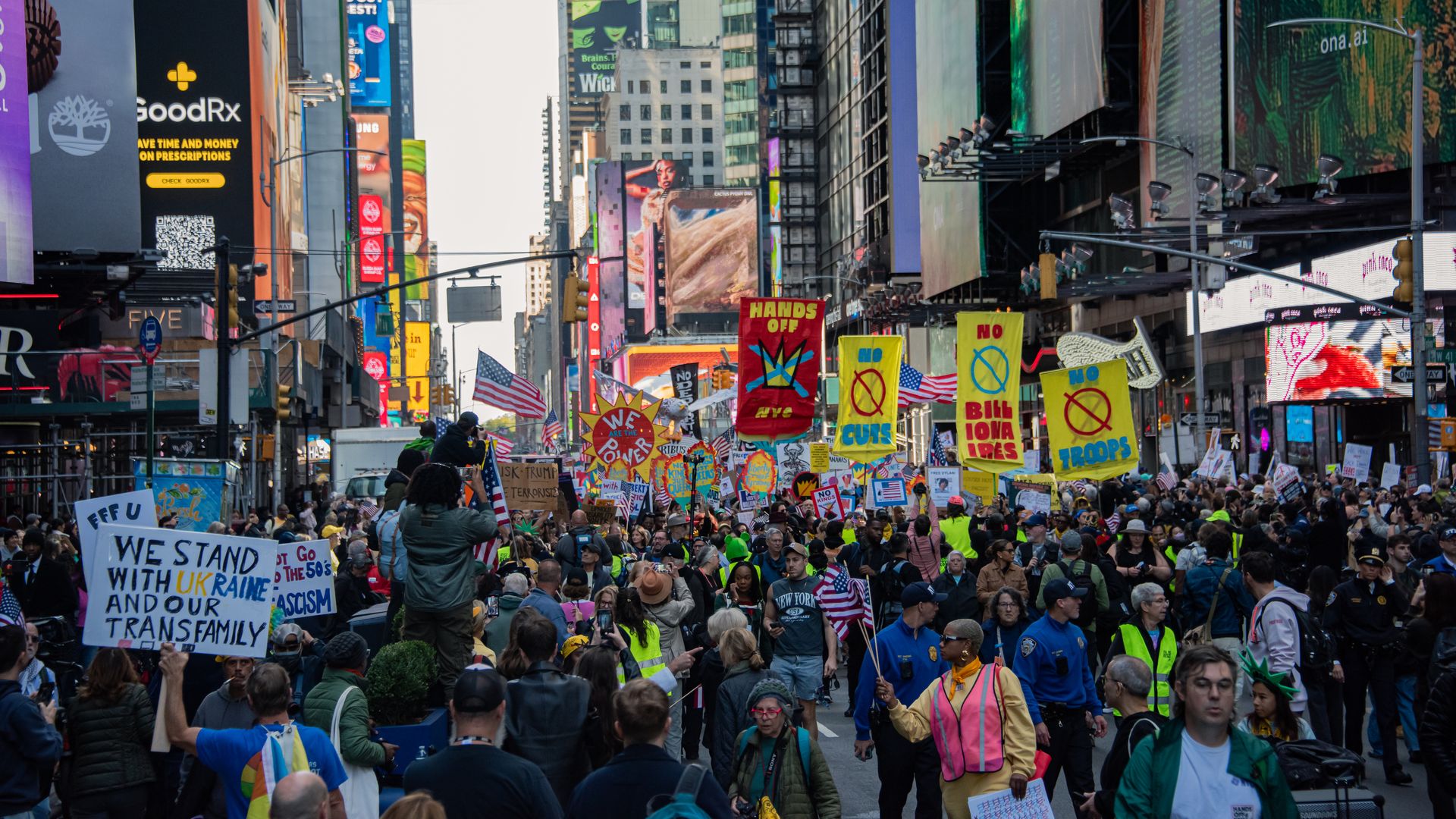 Large crowd of protesters in New York City