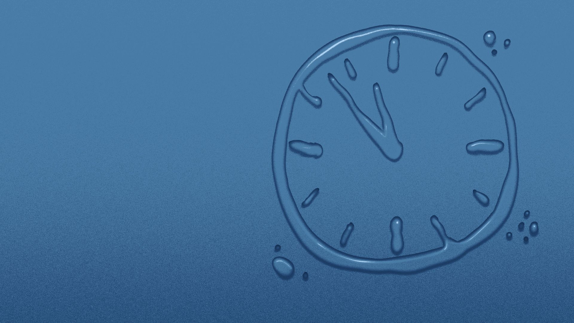 Illustration of a clock face made out of water droplets.