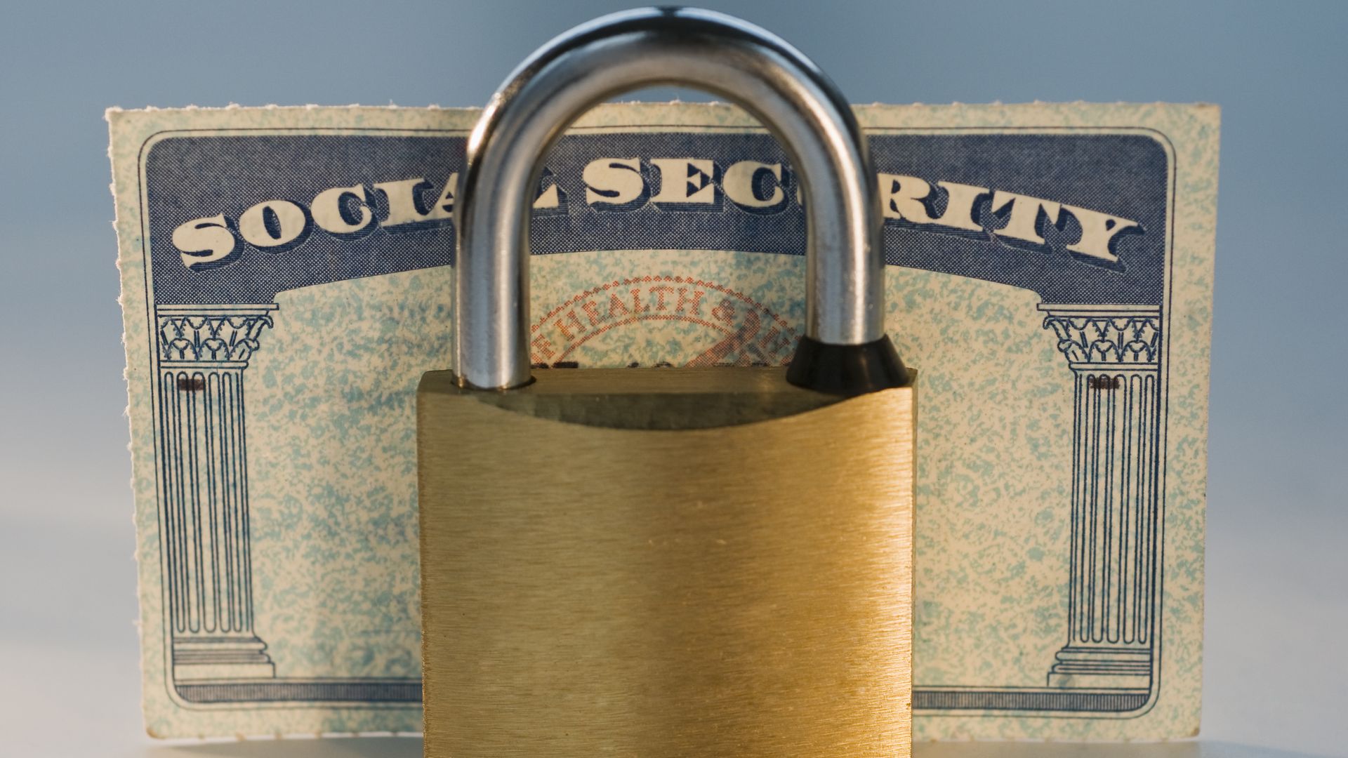 Close up of lock and social security card