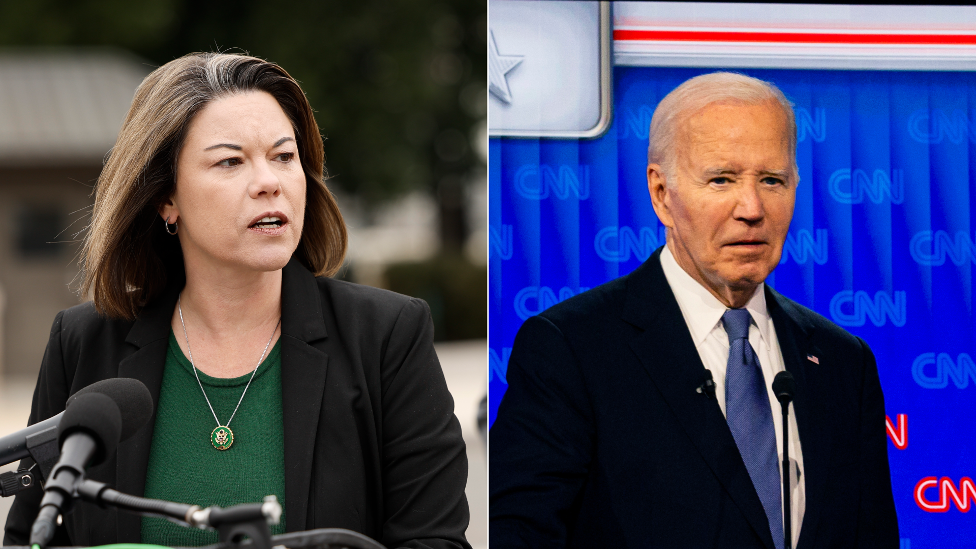 Angie craig and joe biden photos side by side