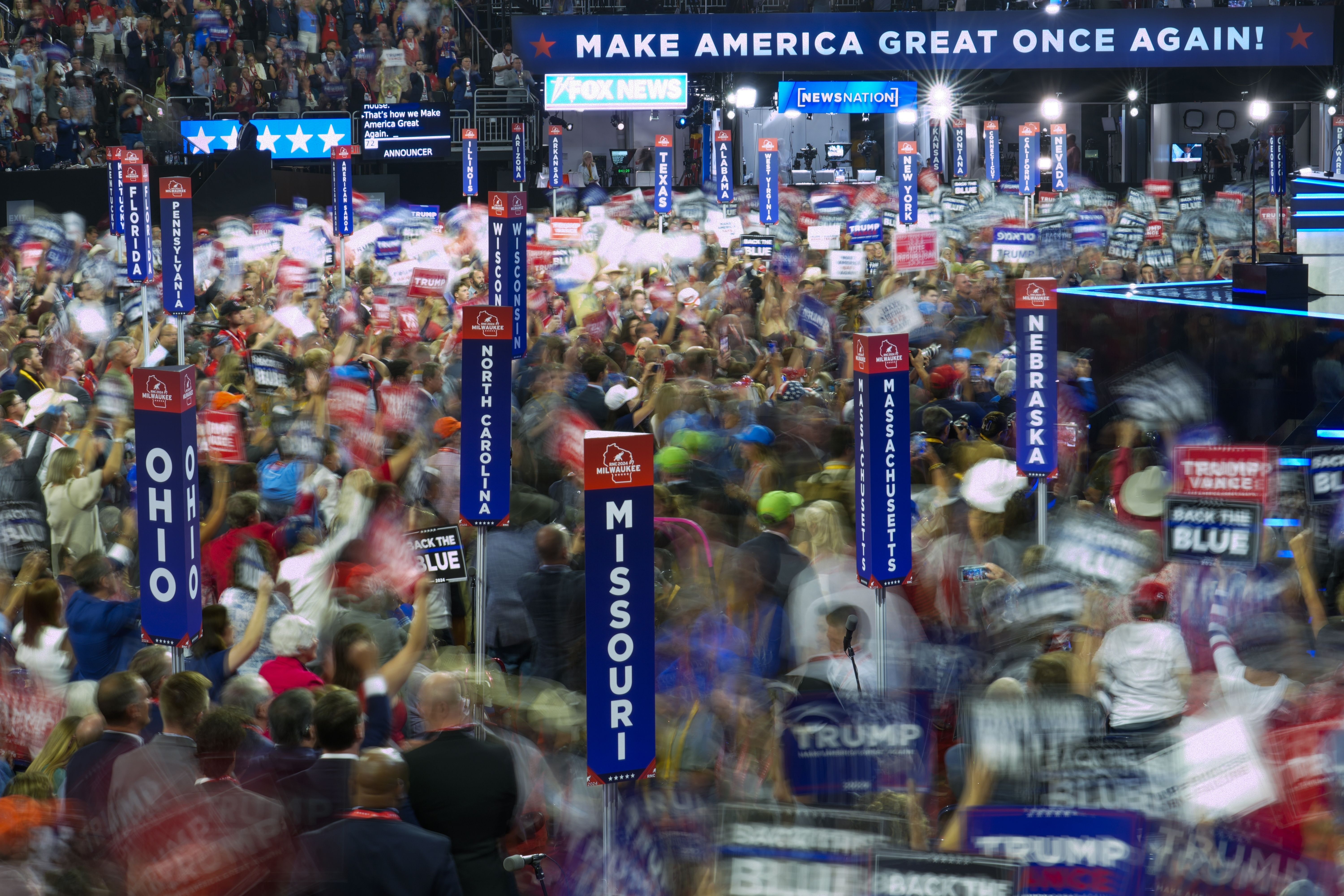 The convention floor at Fiserv Forum last night.