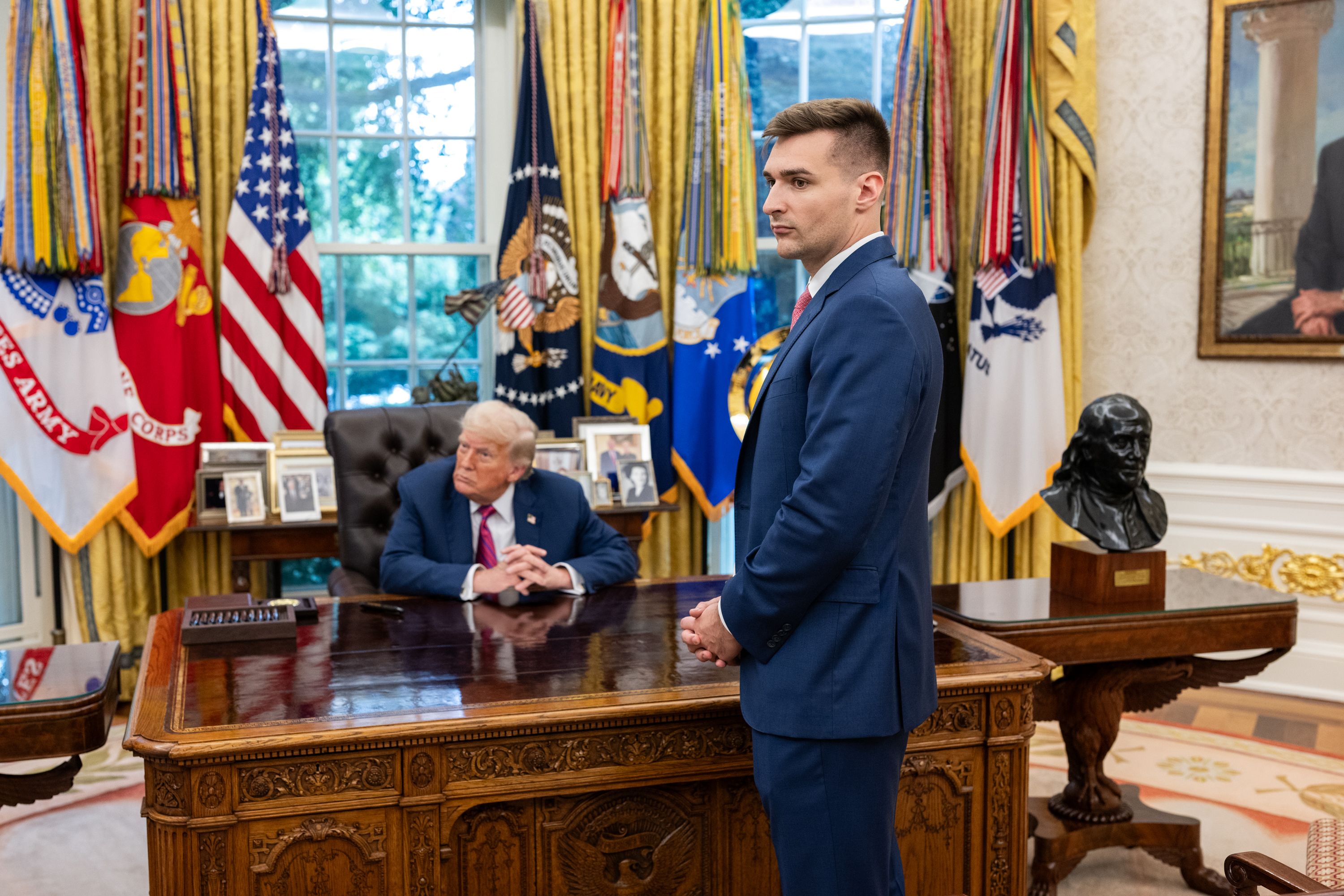 Alex Bruesewitz in the Oval Office earlier this month. Photo: The White House