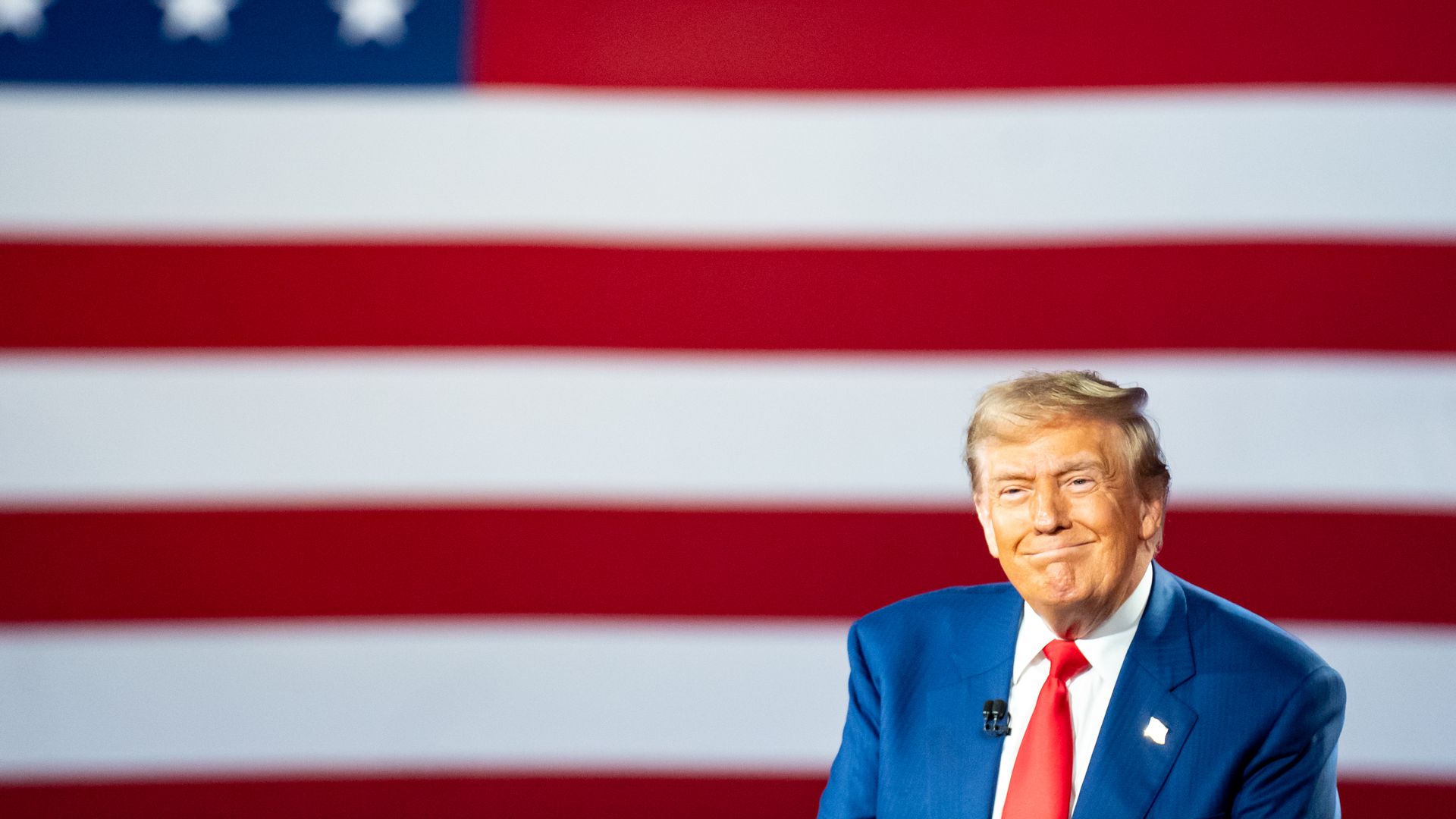 Former President Donald Trump arrives at a Fox News Town Hall hosted by Sean Hannity at the New Holland Arena in Harrisburg, PA, United States, on September 4, 2024. 