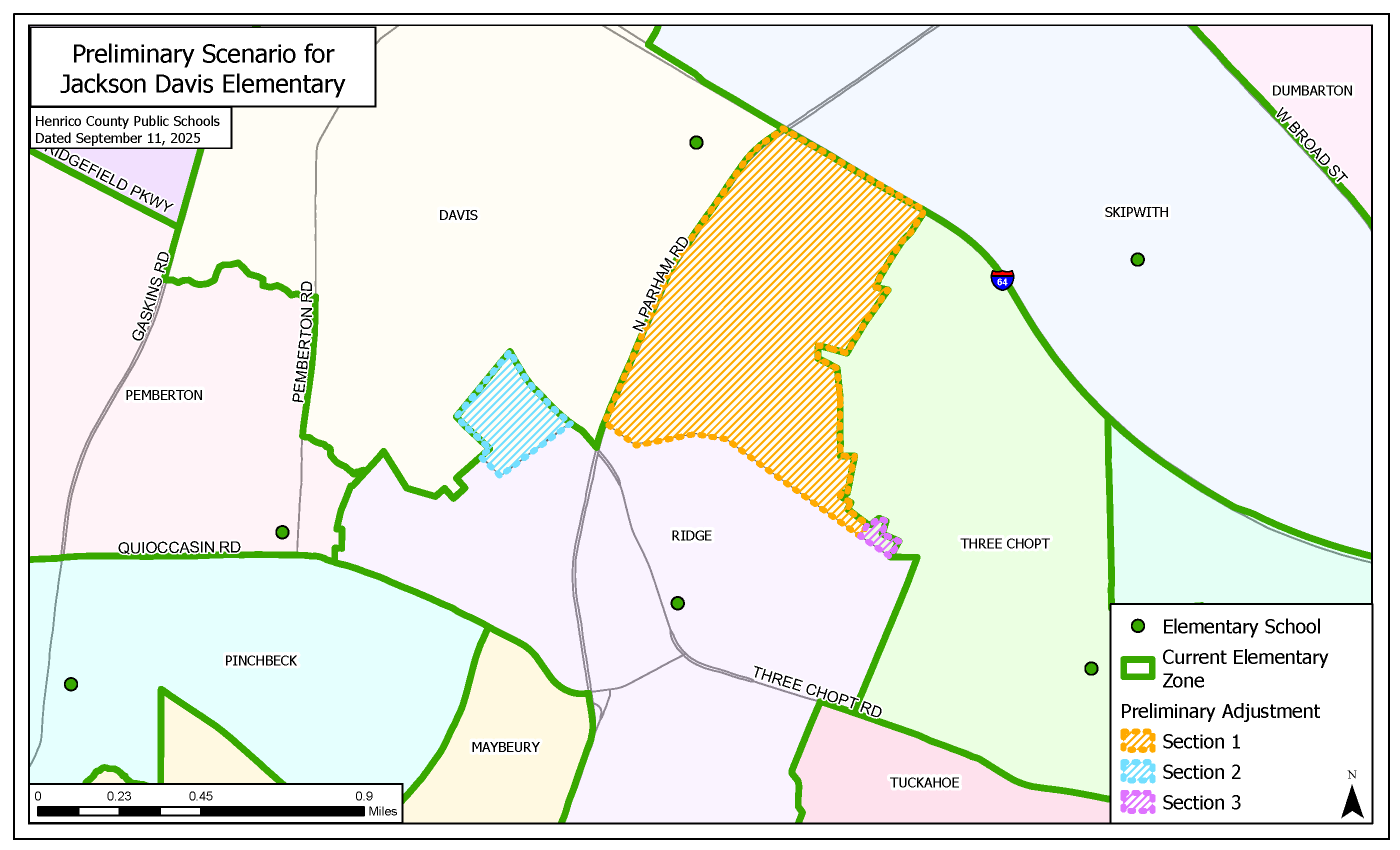 a map of proposed boundary changes for Henrico 