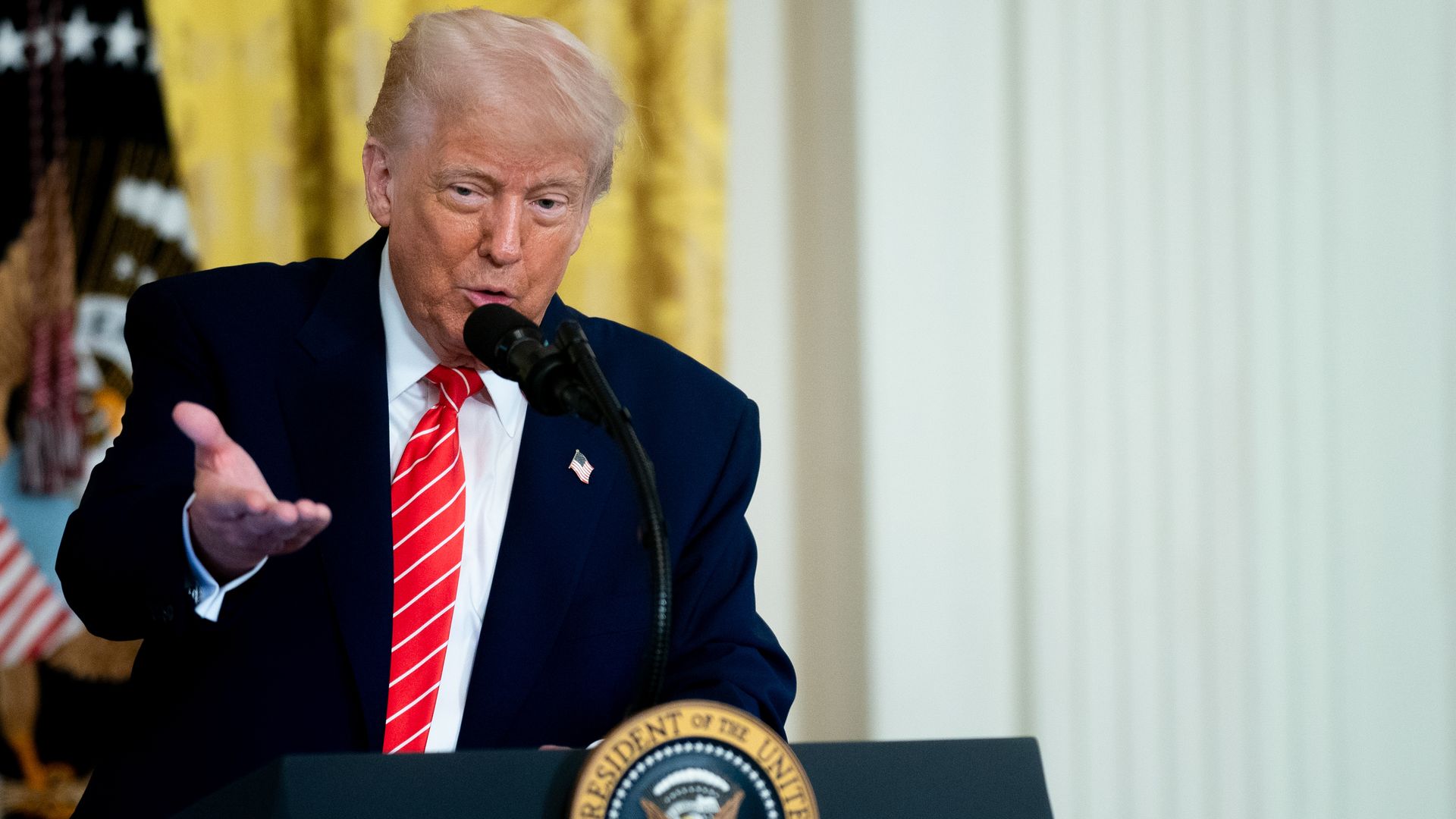 President Trump during a military mothers celebration in the East Room of the White House in Washington, DC, US, on Thursday, May 8.