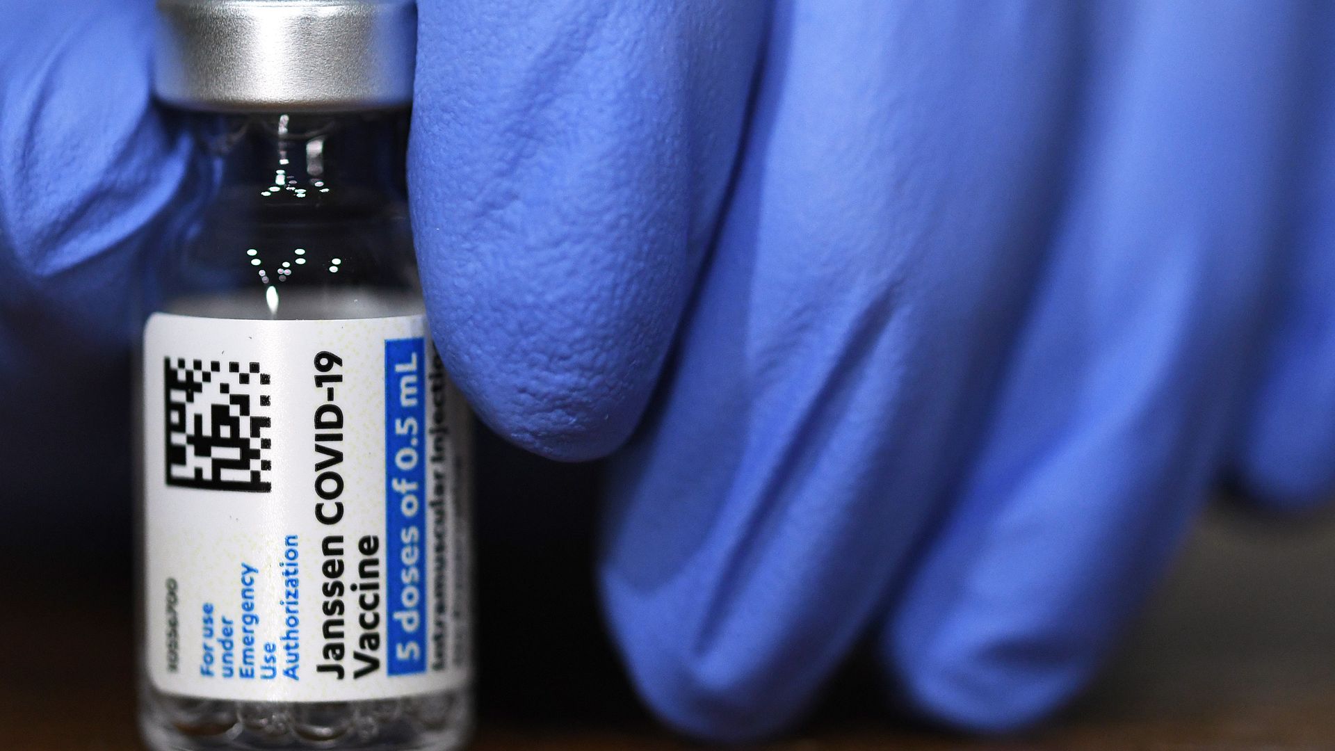 A vial of the J&J vaccine