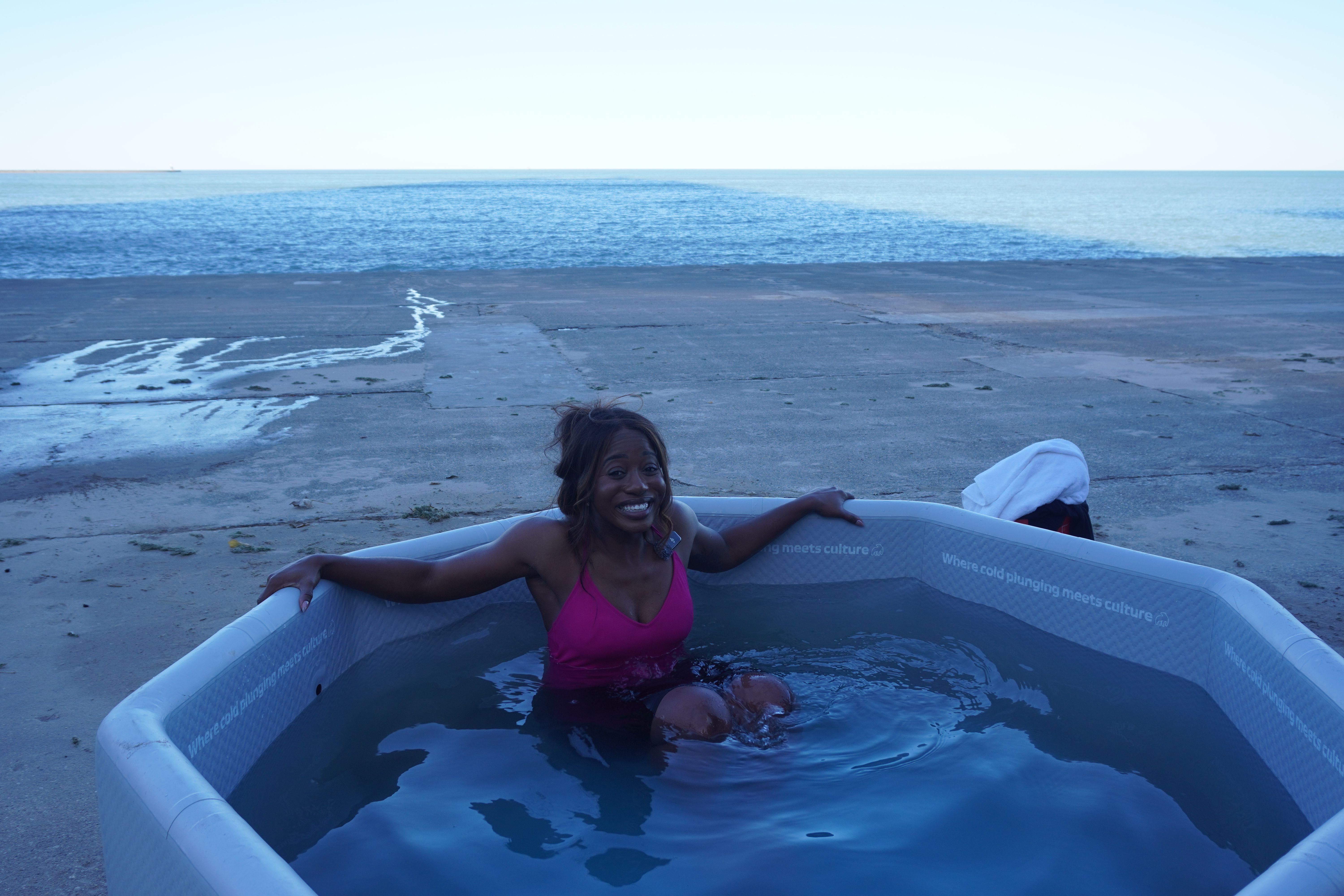 Moyo Adeolu in Chicago cold plunge.