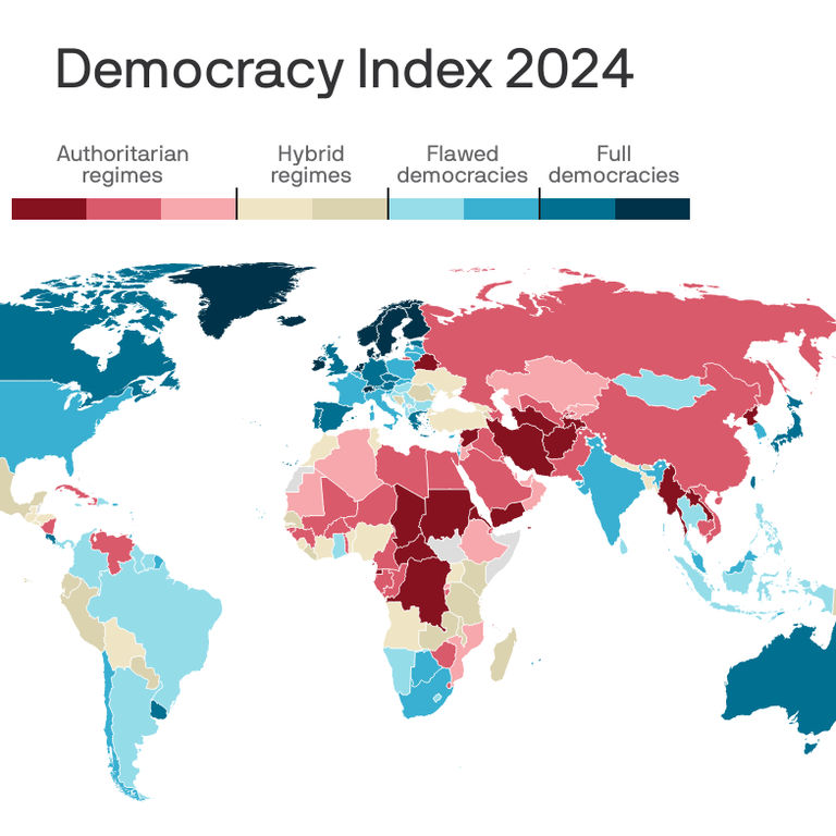 Global democracy score hits historic low: report