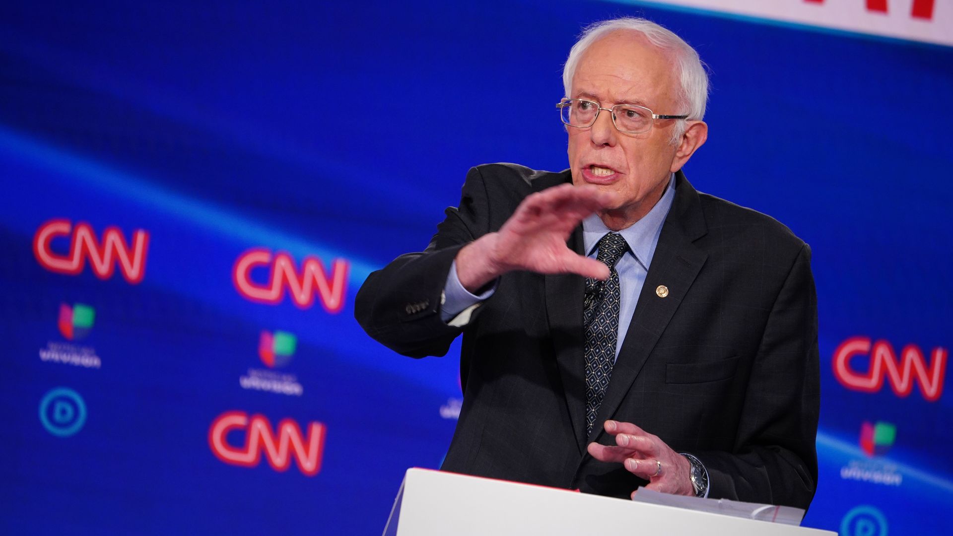 Bernie Sanders during a Democratic Party presidential debate in March.