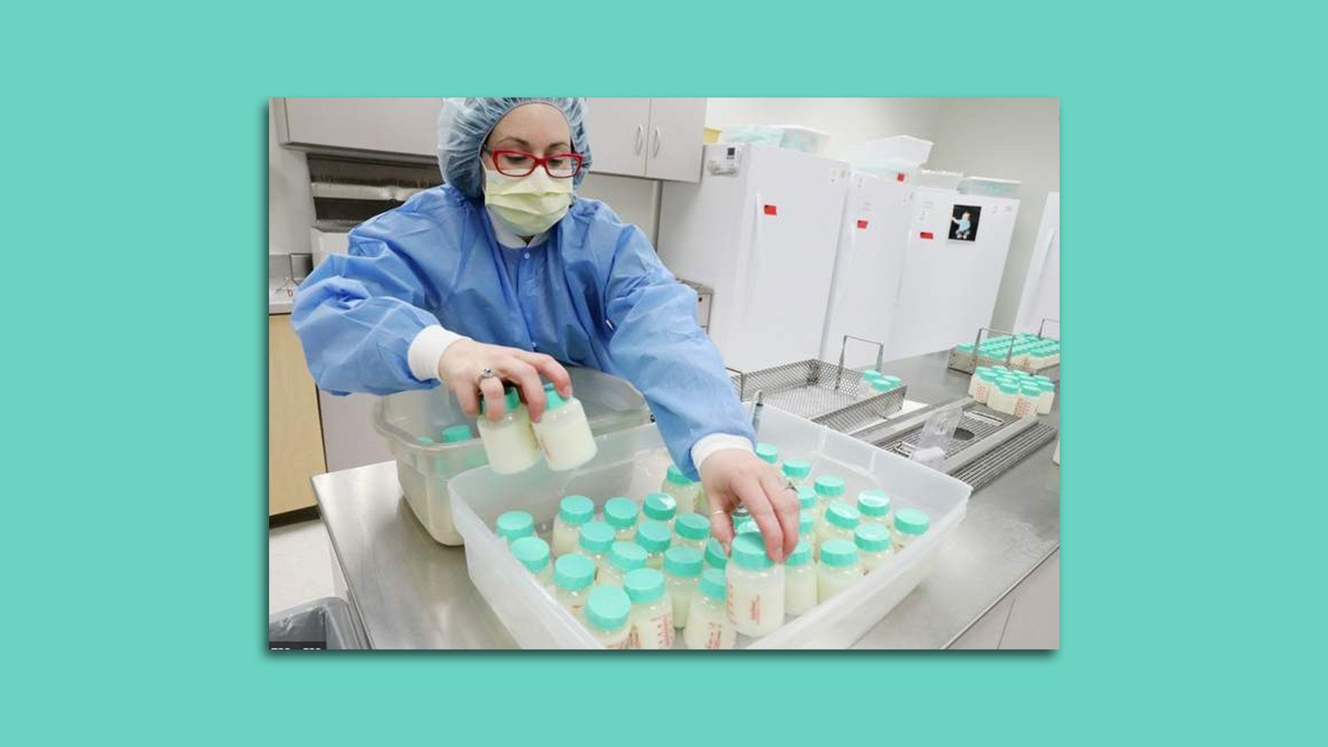 A photo of breast milk donation processing.