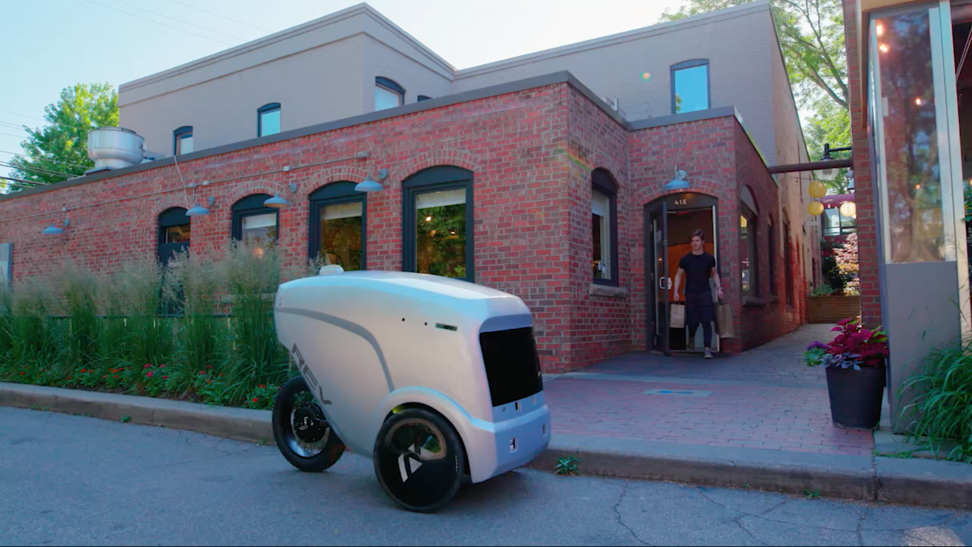 A delivery robot.