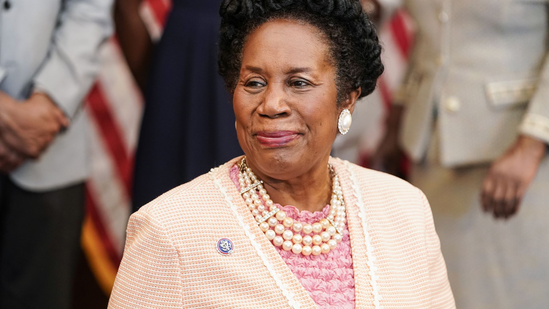 Rep. Sheila Jackson Lee smiles at Juneteenth bill signing ceremony