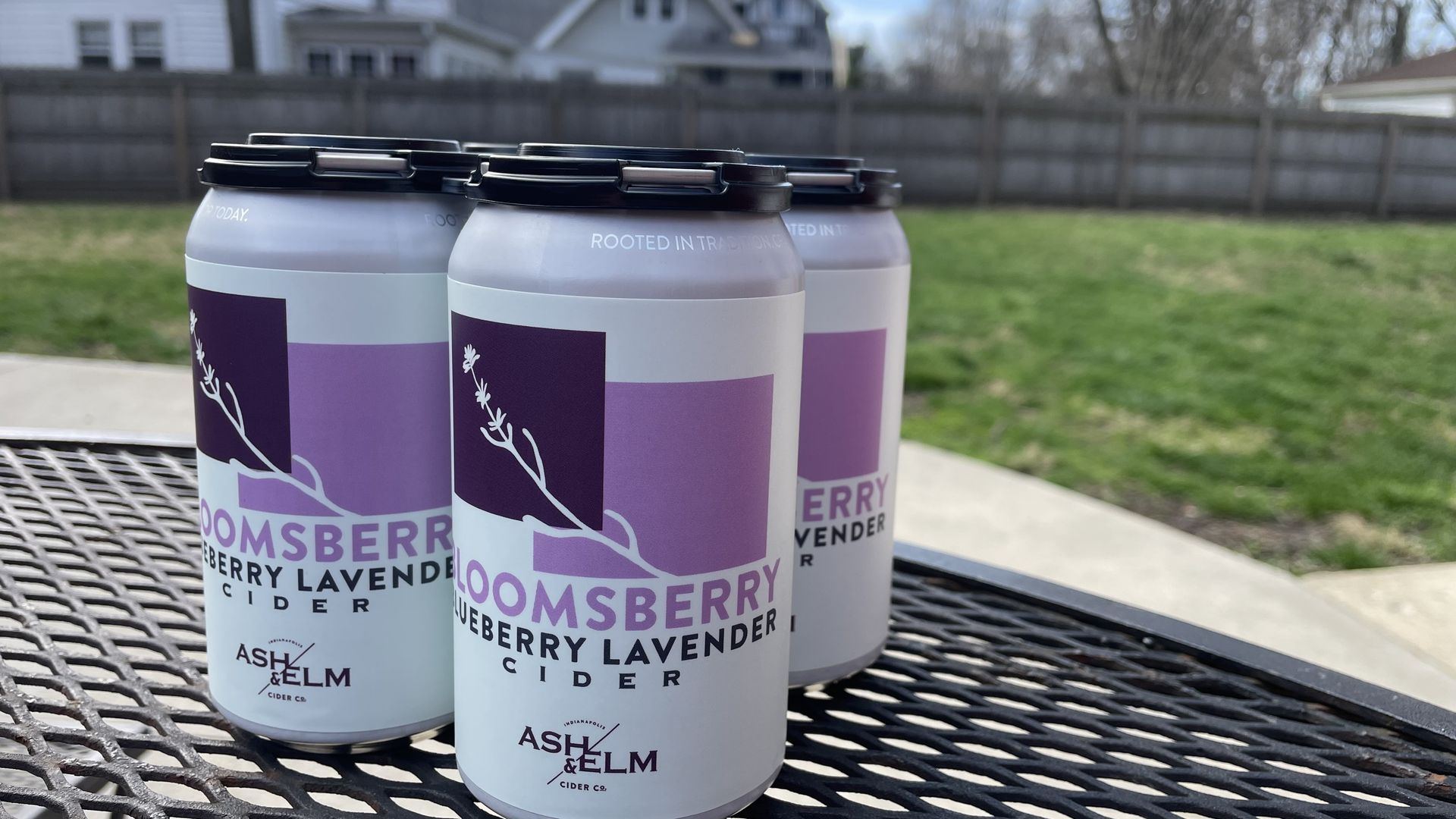 Ash & Elm beer on a table. 