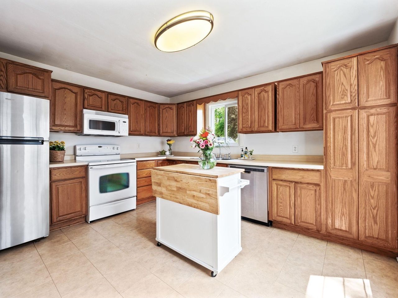 kitchen with island and wood cabinetry