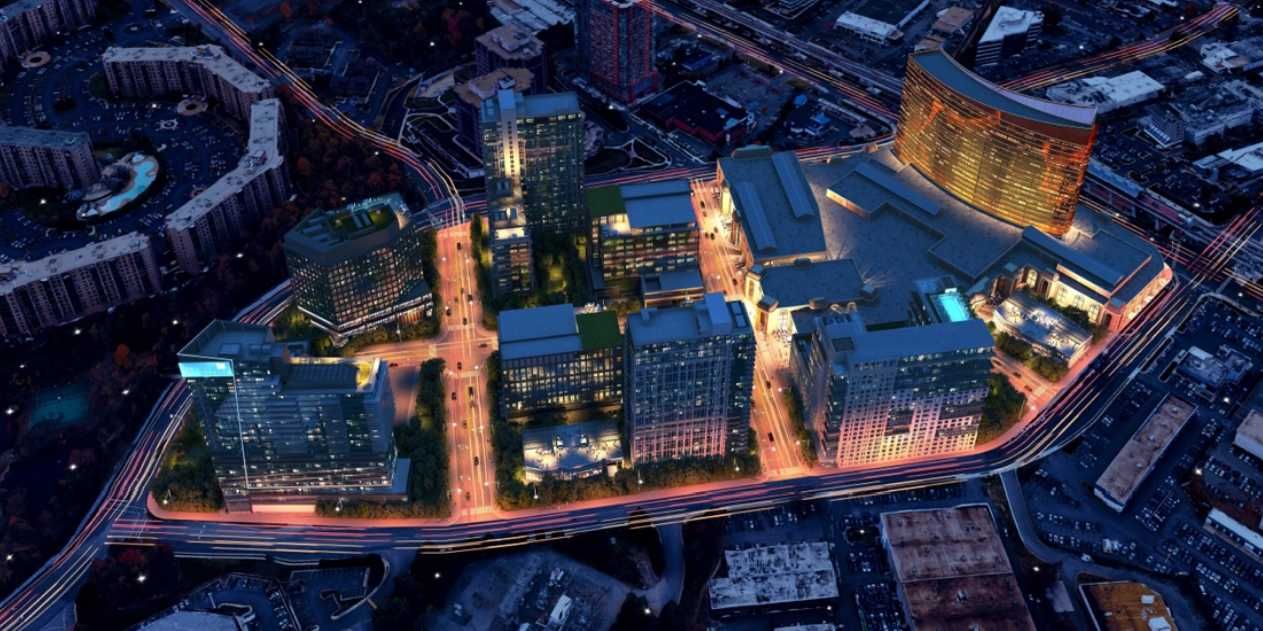 A rendering of a casino and entertainment district in Tysons