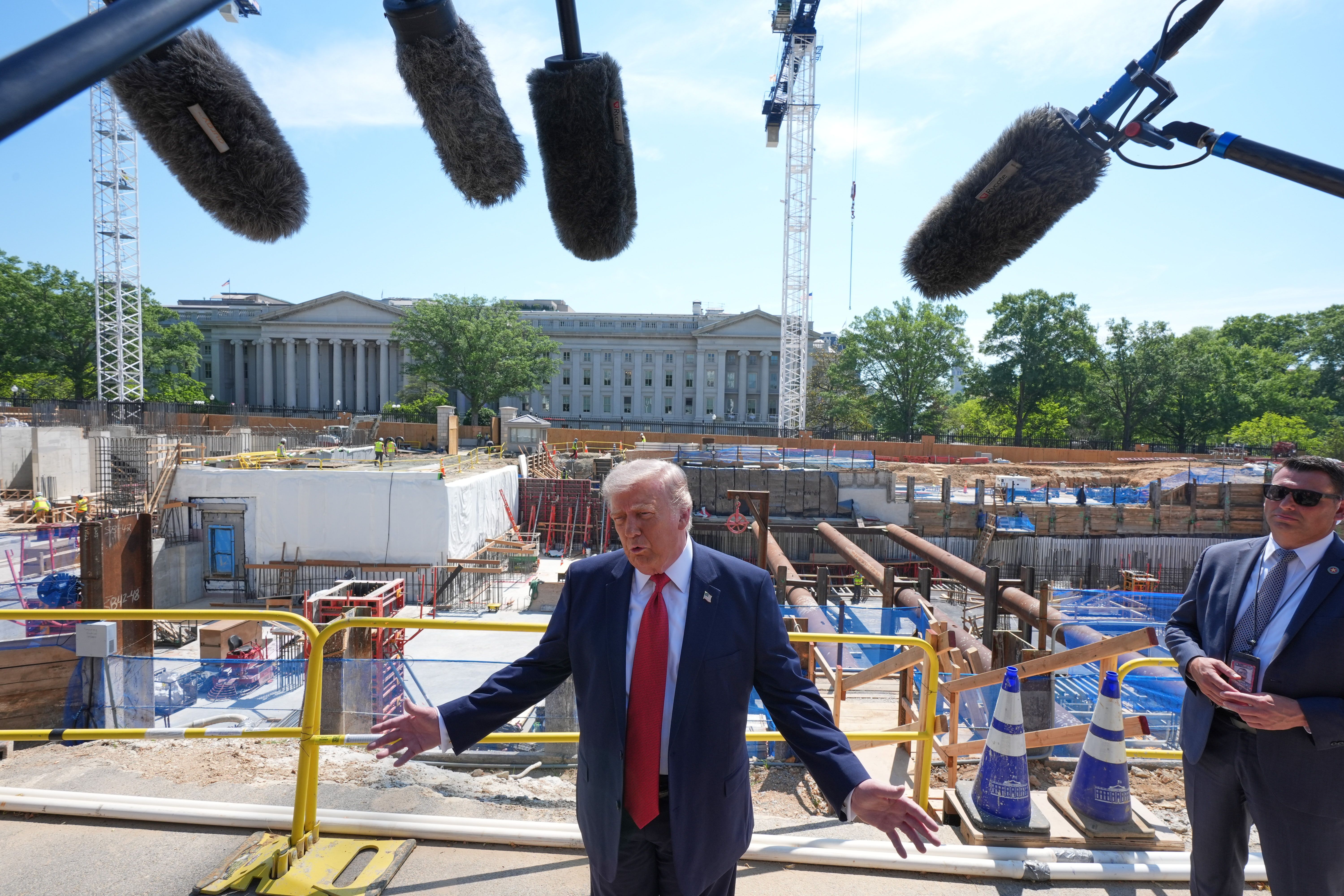 President Trump tours the White House ballroom construction site yesterday.