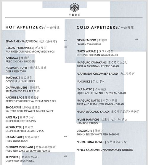 appetizers-at-yume-south-end-sushi-restaurant