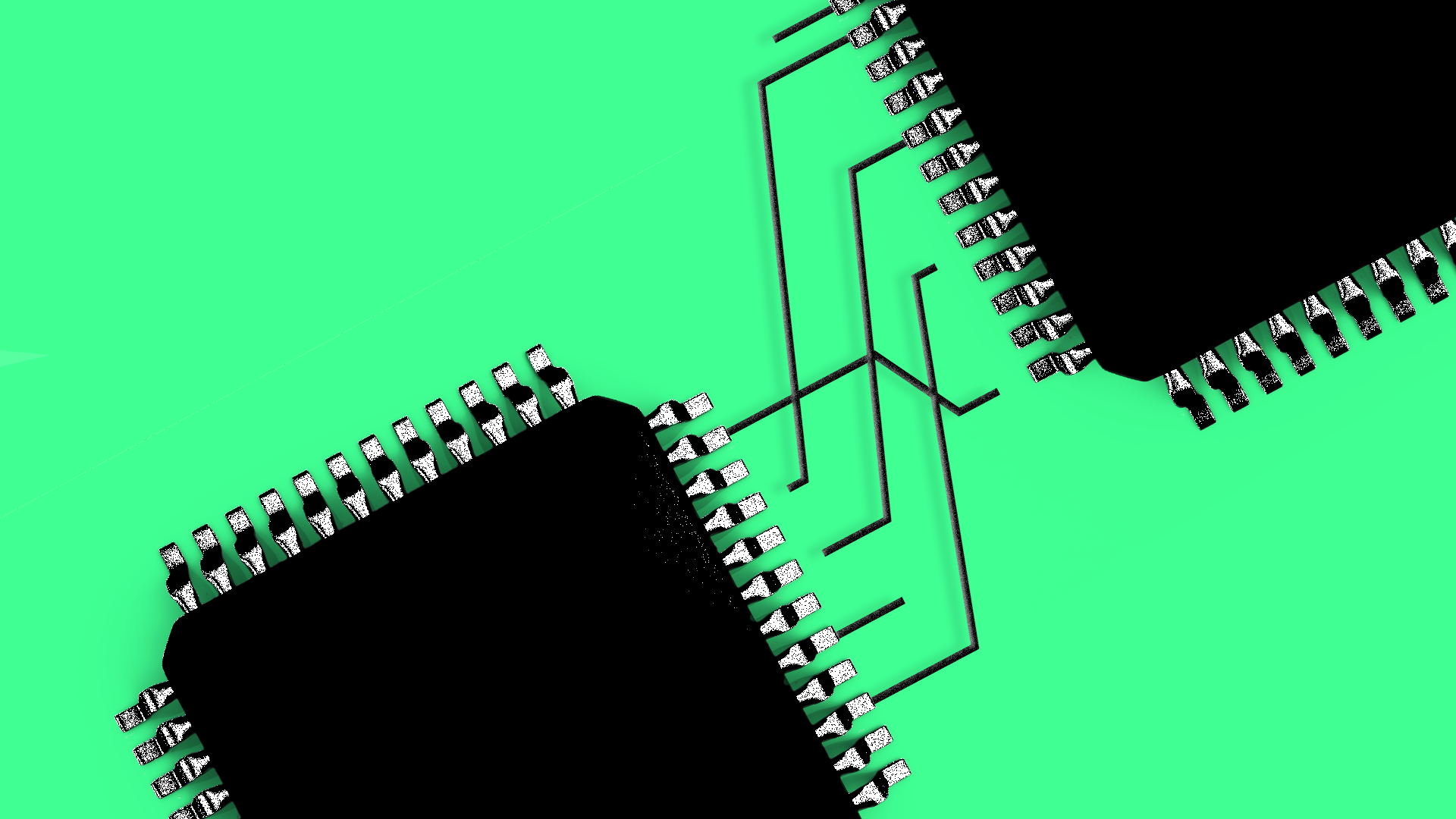 Illustration of two microchips connecting