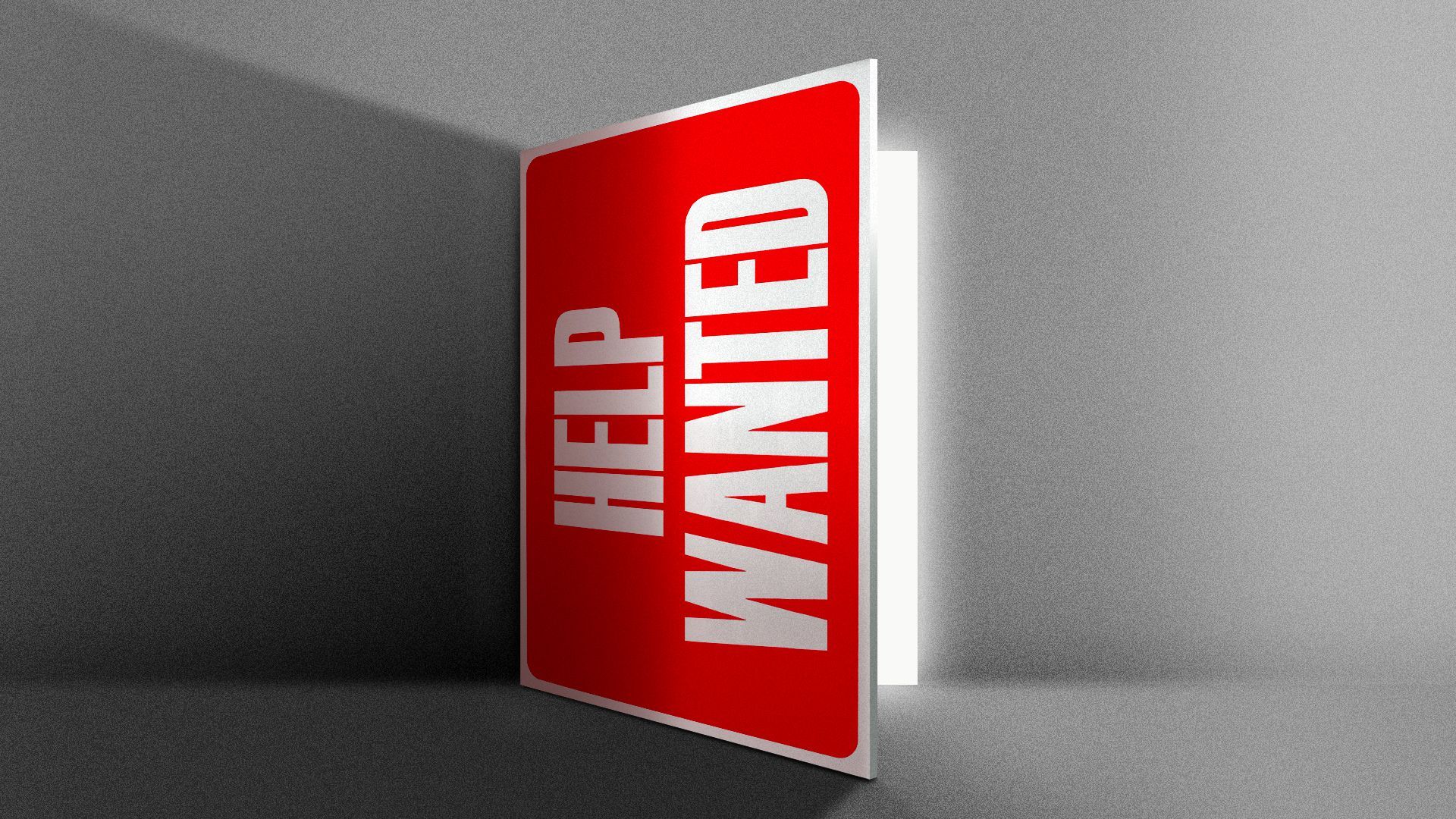 Illustration of a "help wanted" sign as an open door
